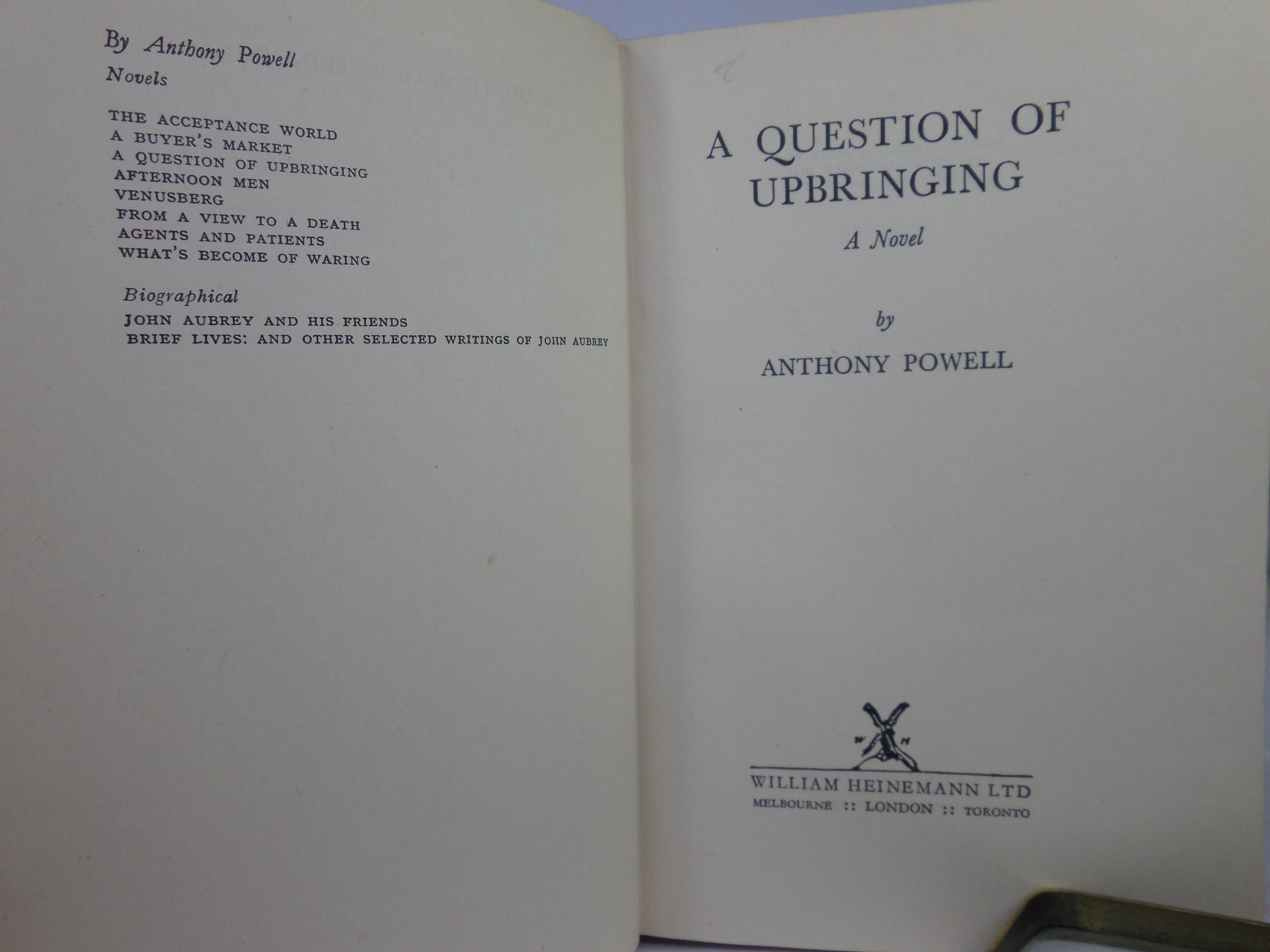 A QUESTION OF UPBRINGING BY ANTHONY POWELL 1955