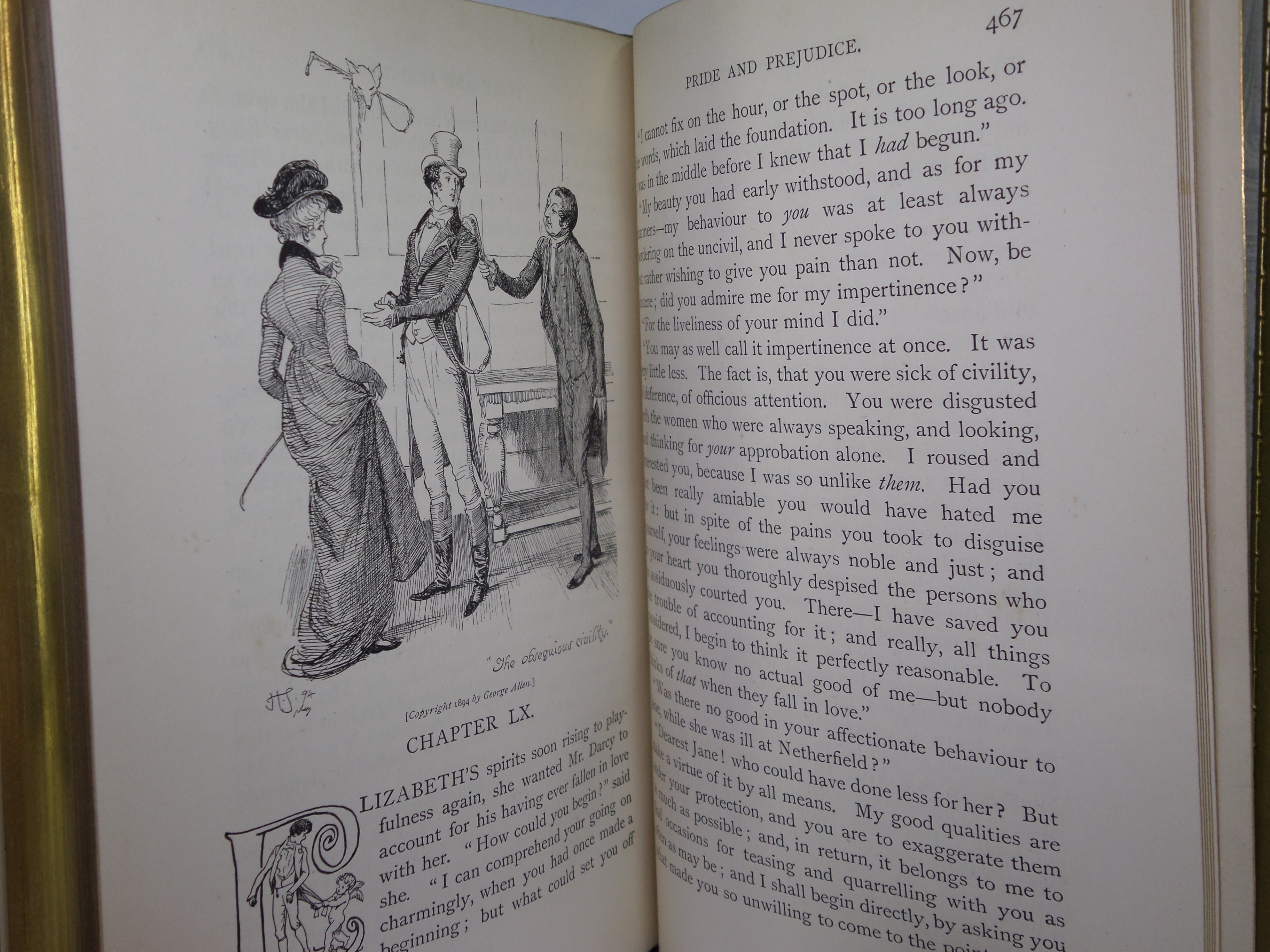 PRIDE AND PREJUDICE BY JANE AUSTEN 1895 PEACOCK EDITION FINELY BOUND BY TRUSLOVE & HANSON