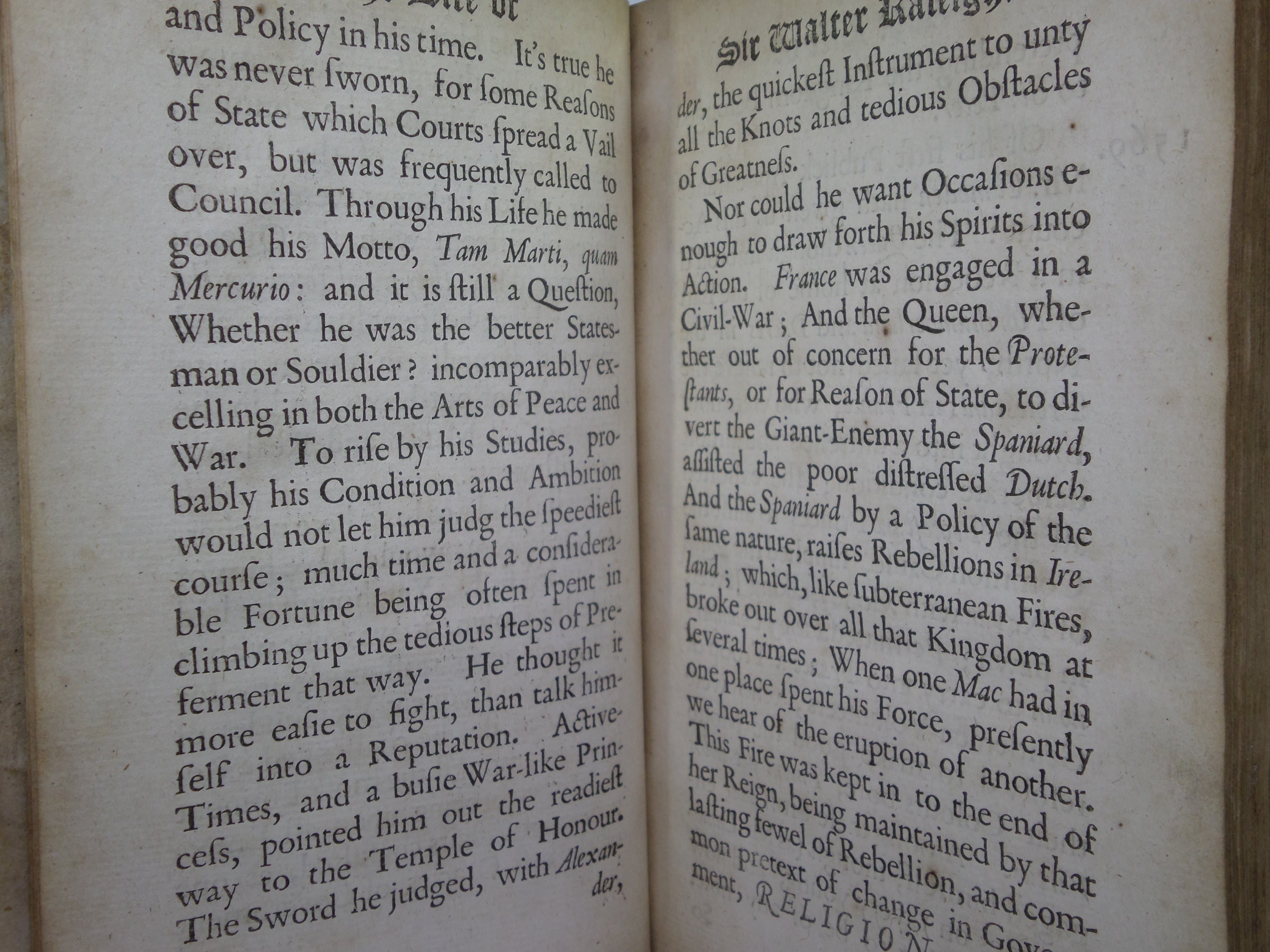 THE LIFE OF SIR WALTER RALEIGH WITH HIS TRYAL AT WINCHESTER 1677 LEATHER BINDING