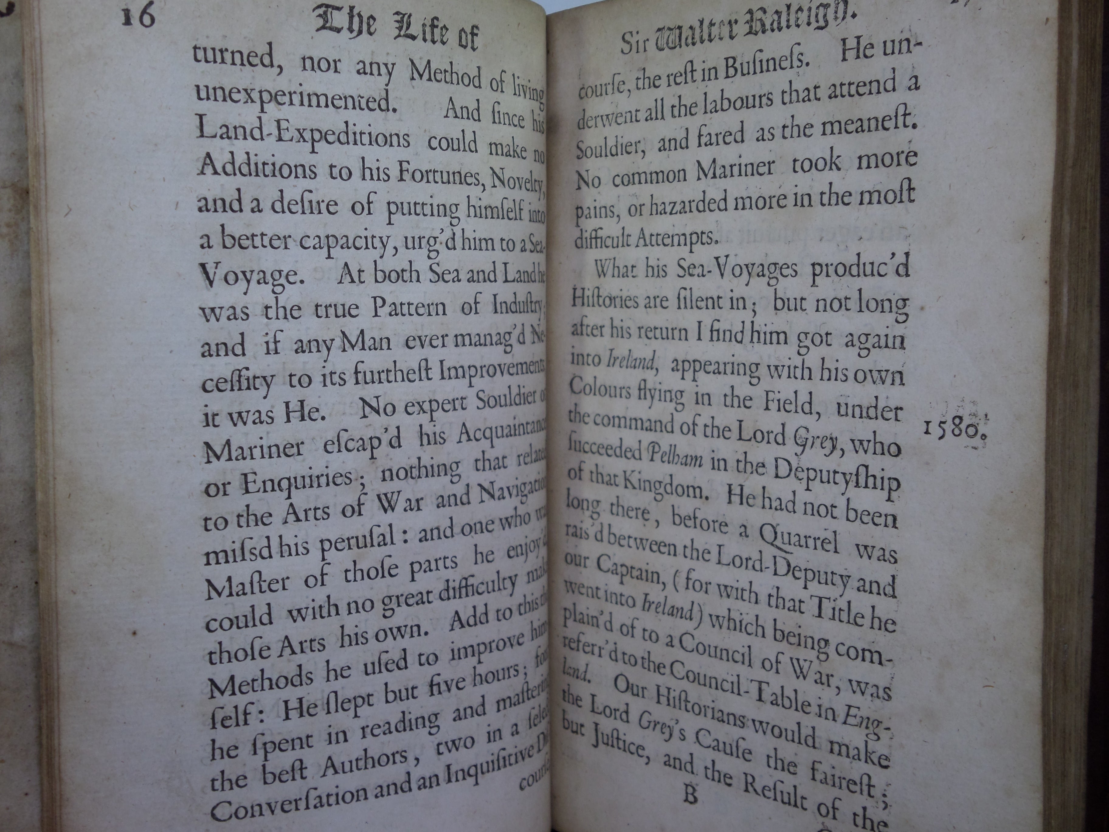 THE LIFE OF SIR WALTER RALEIGH WITH HIS TRYAL AT WINCHESTER 1677 LEATHER BINDING