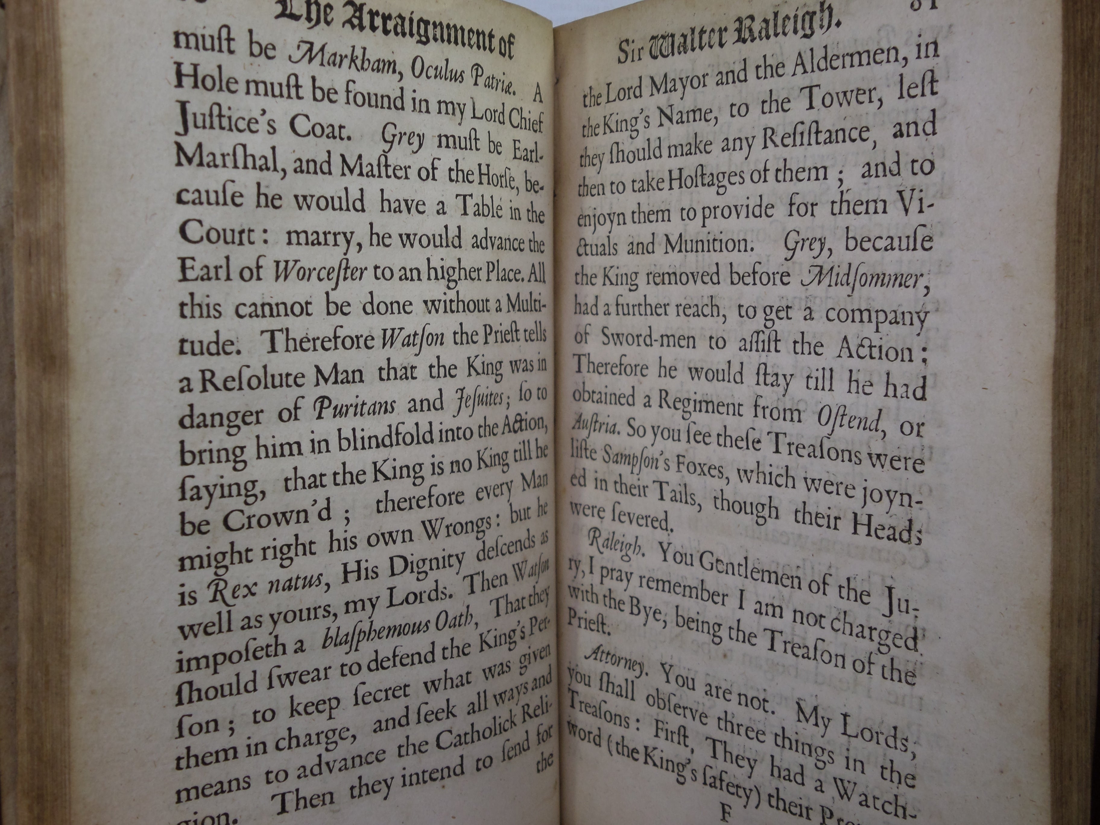 THE LIFE OF SIR WALTER RALEIGH WITH HIS TRYAL AT WINCHESTER 1677 LEATHER BINDING