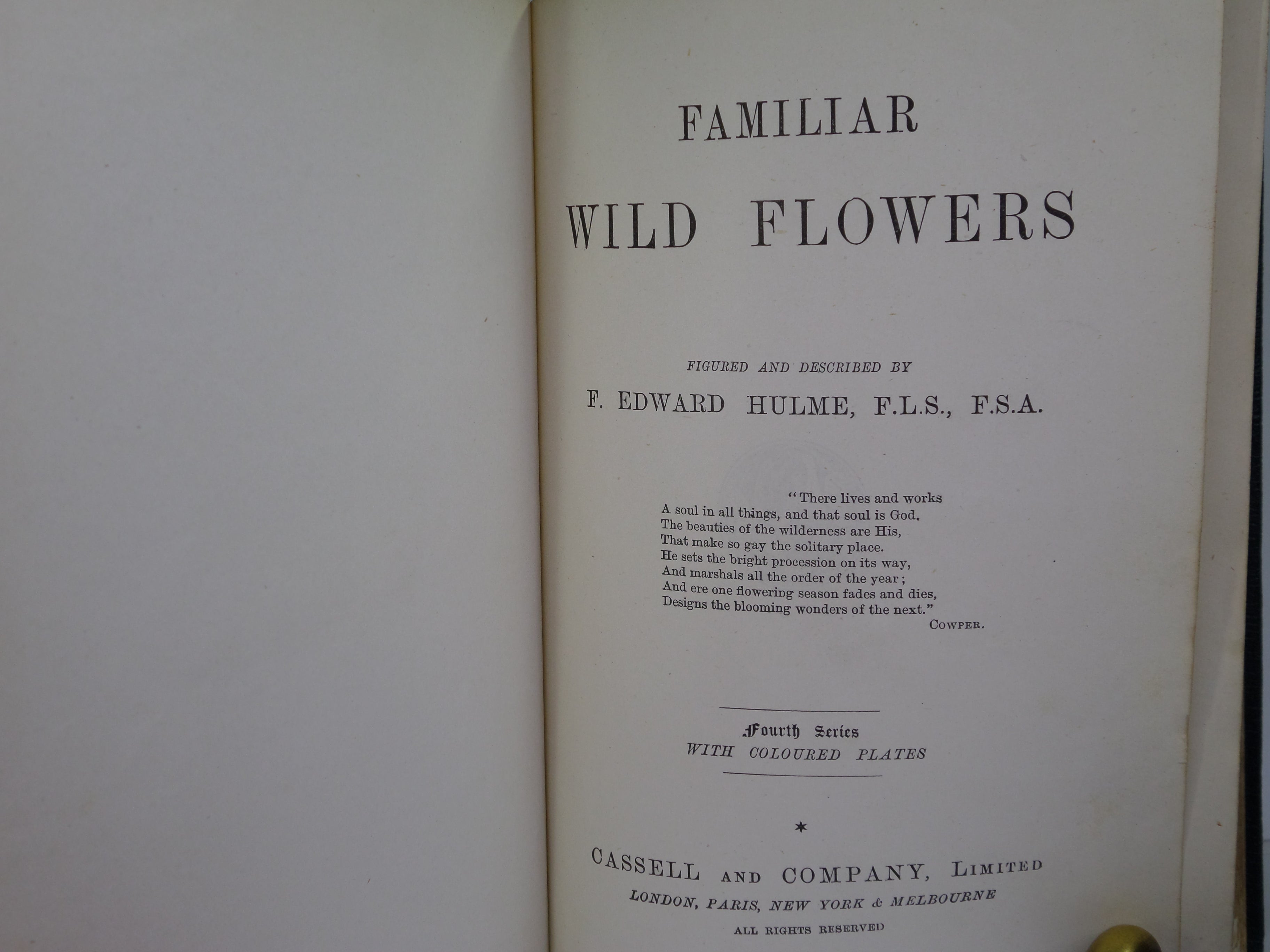 FAMILIAR WILD FLOWERS BY F. EDWARD HULME C. 1880 IN TWO VOLUMES, ILLUSTRATED