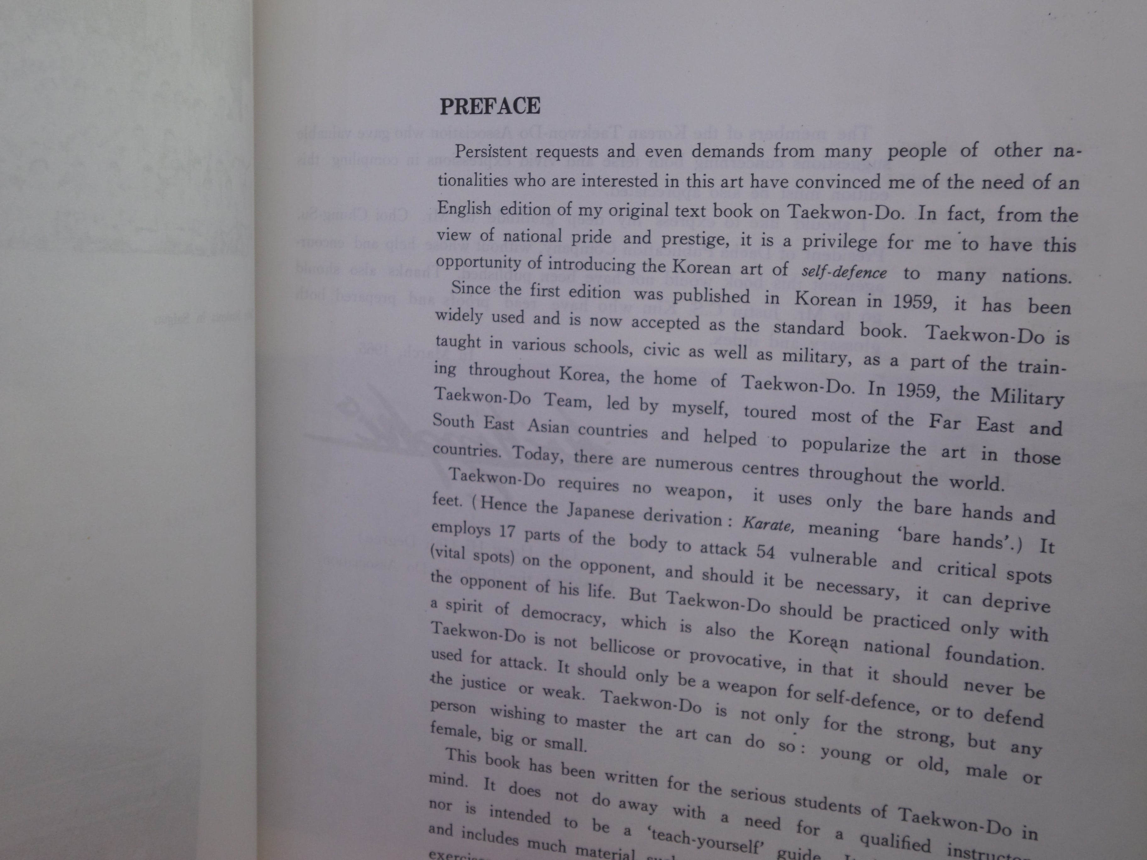 TAEKWON-DO: THE ART OF SELF-DEFENCE BY CHOI HONG HI 1965 FIRST EDITION HARDCOVER