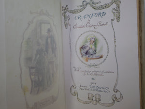 CRANFORD BY ELIZABETH GASKELL 1904 DELUXE VELLUM BINDING, C.E. BROCK ILLS.