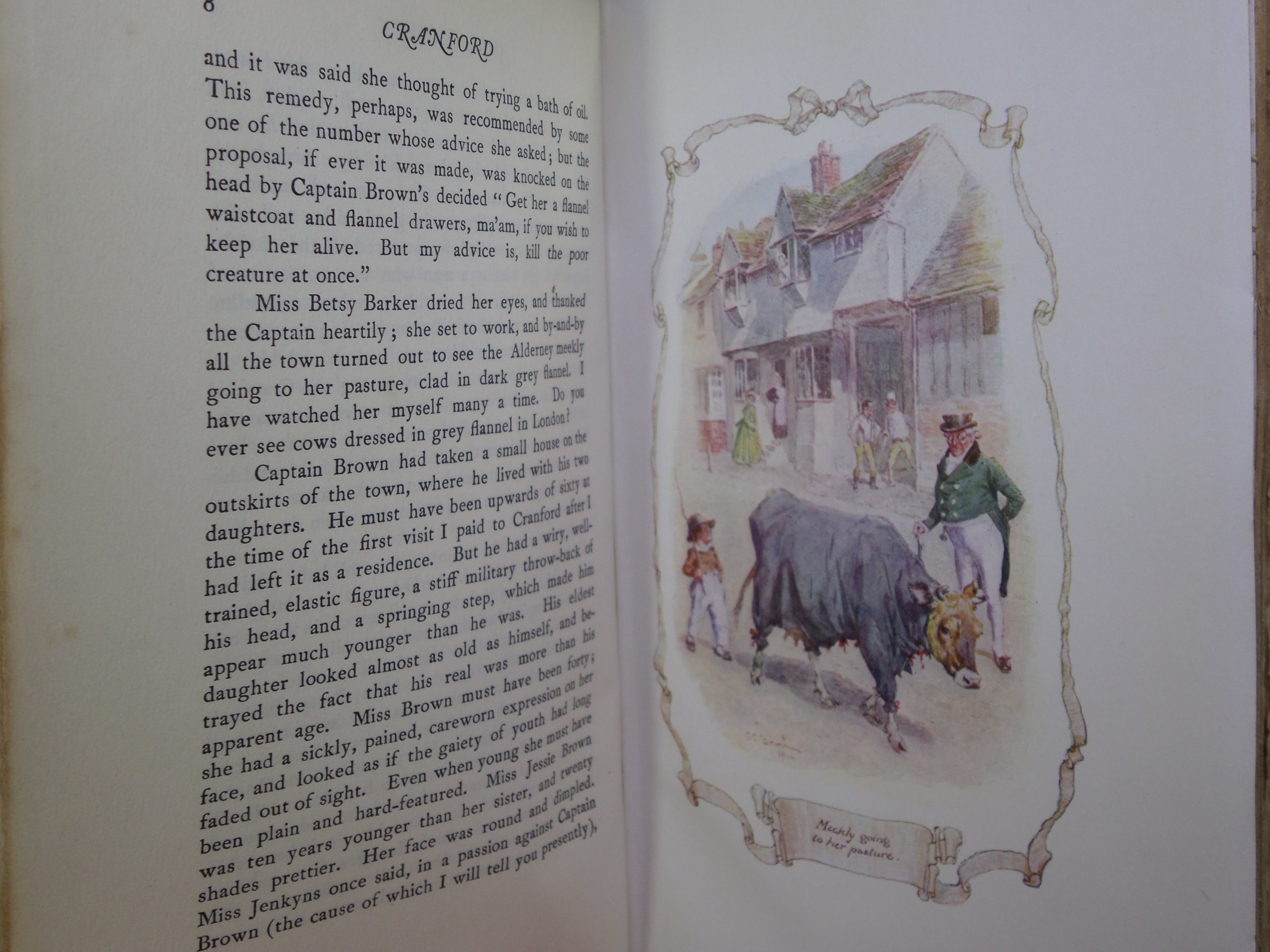 CRANFORD BY ELIZABETH GASKELL 1904 DELUXE VELLUM BINDING, C.E. BROCK ILLS.