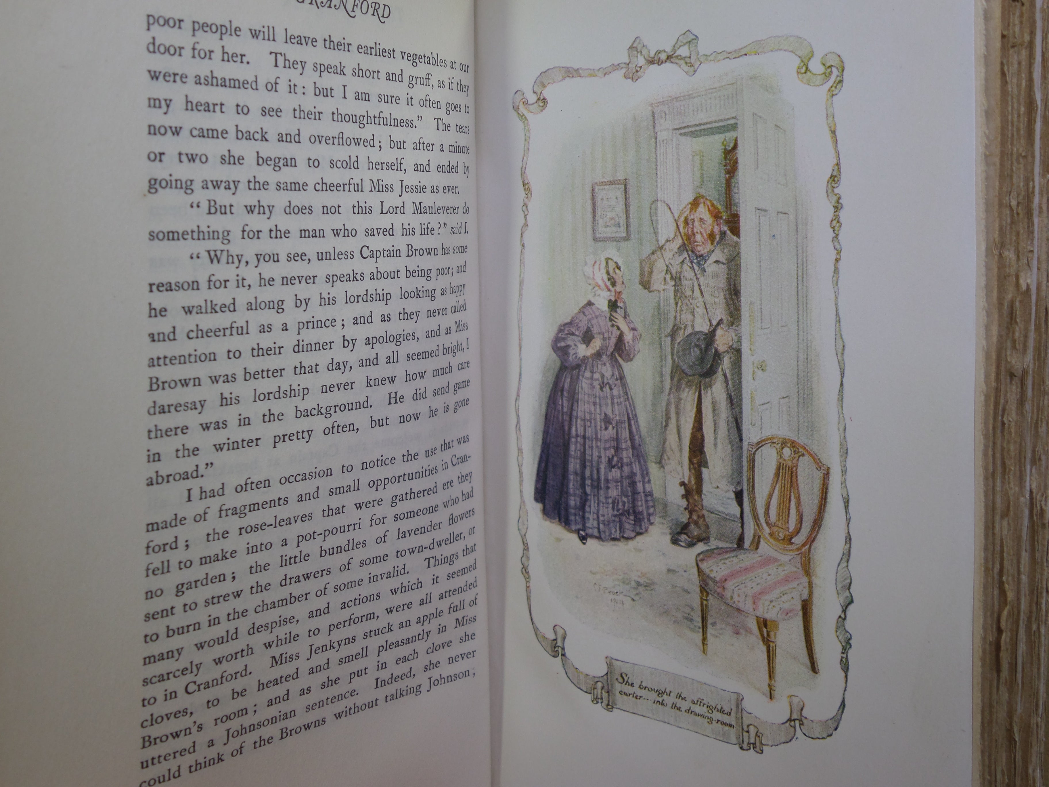 CRANFORD BY ELIZABETH GASKELL 1904 DELUXE VELLUM BINDING, C.E. BROCK ILLS.