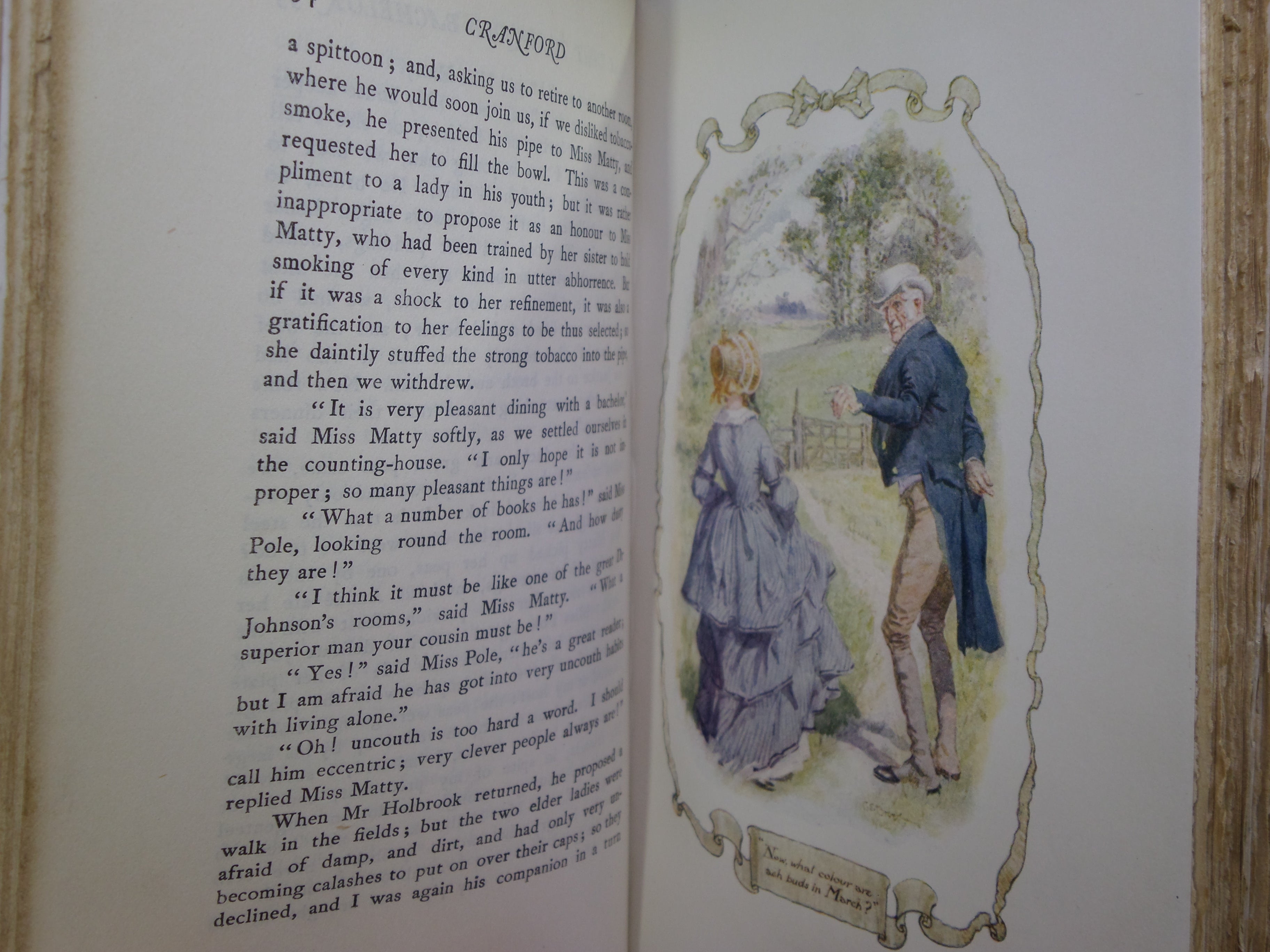 CRANFORD BY ELIZABETH GASKELL 1904 DELUXE VELLUM BINDING, C.E. BROCK ILLS.