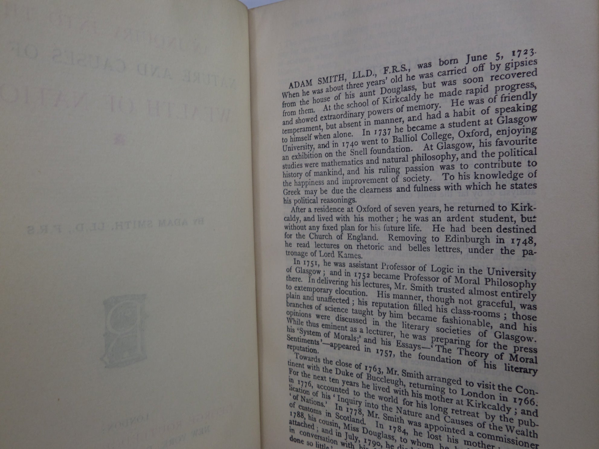 THE WEALTH OF NATIONS BY ADAM SMITH 1905 LEATHER BOUND