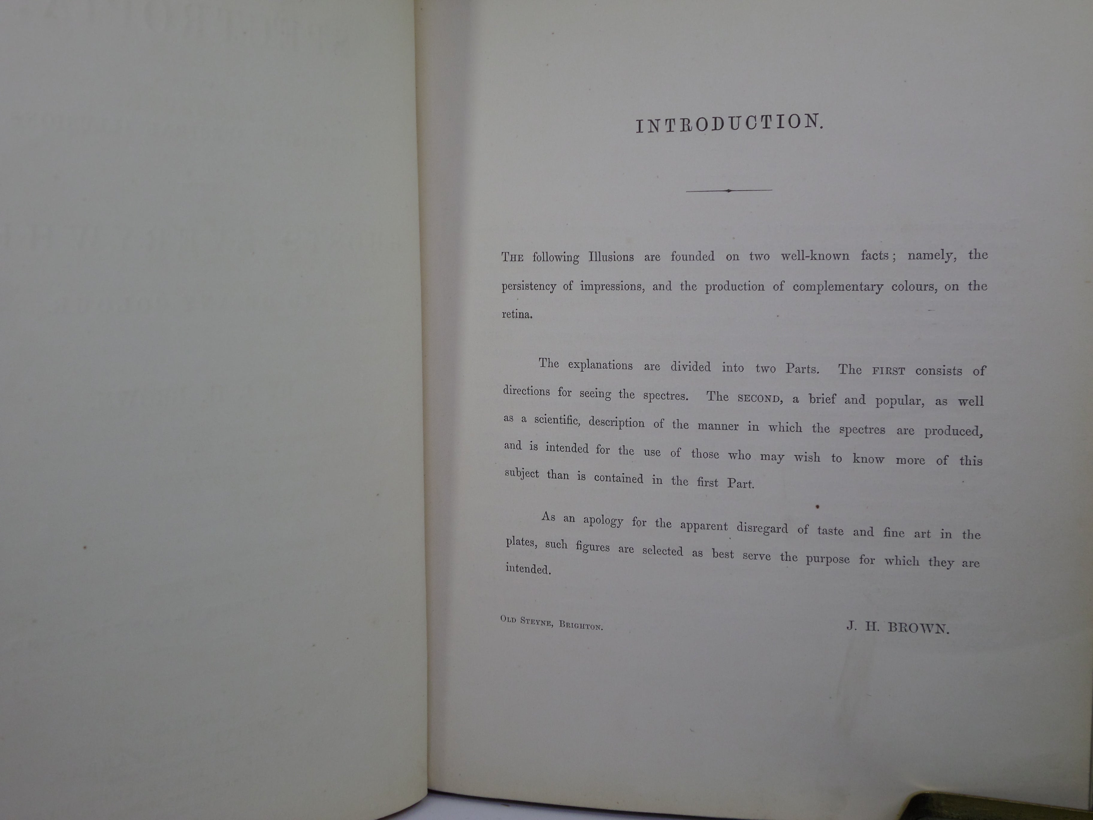 SPECTROPIA OR SURPRISING SPECTRAL ILLUSIONS SHOWING GHOSTS BY J.H. BROWN 1866