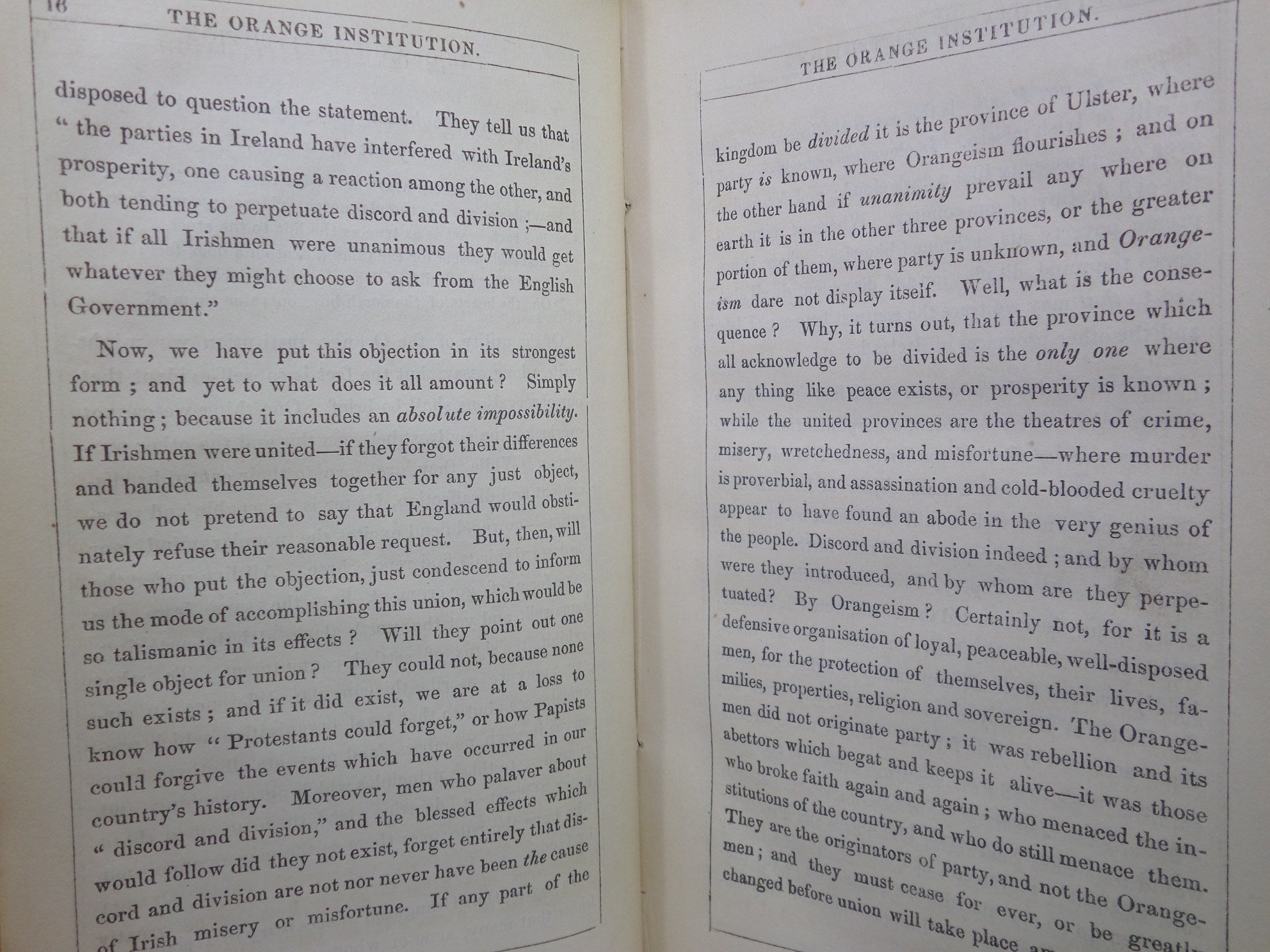 THE STANDARD ORANGE SONG BOOK: A COLLECTION OF LOYAL & CONSTITUTIONAL SONGS 1848 FIRST EDITION