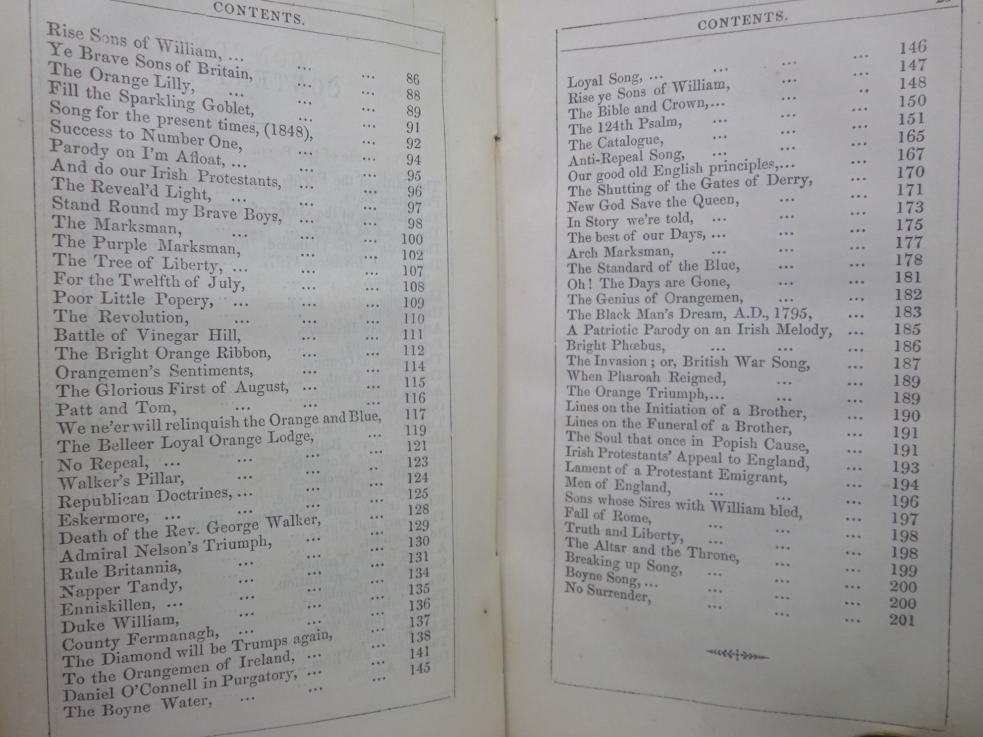 THE STANDARD ORANGE SONG BOOK: A COLLECTION OF LOYAL & CONSTITUTIONAL SONGS 1848 FIRST EDITION