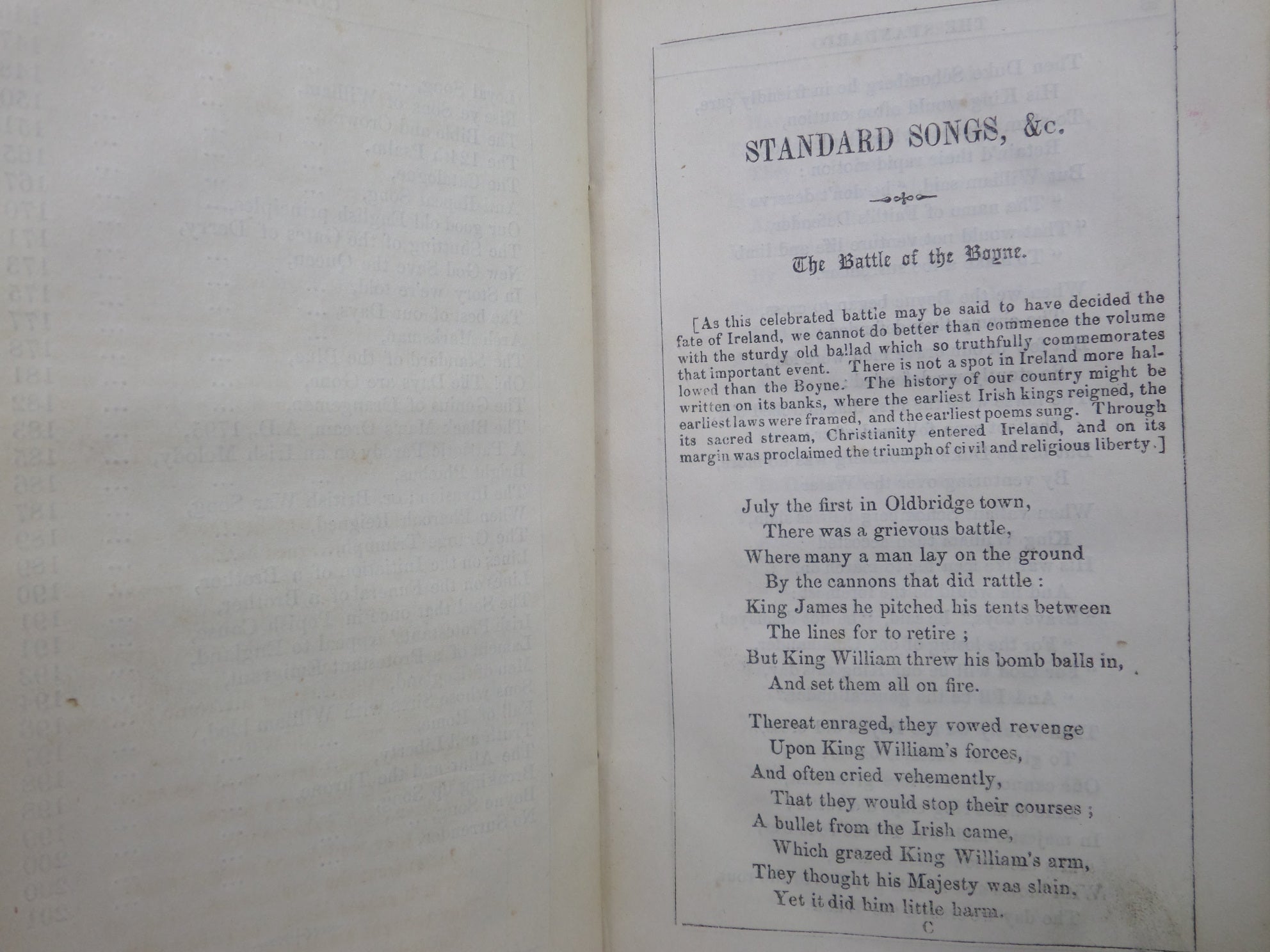 THE STANDARD ORANGE SONG BOOK: A COLLECTION OF LOYAL & CONSTITUTIONAL SONGS 1848 FIRST EDITION