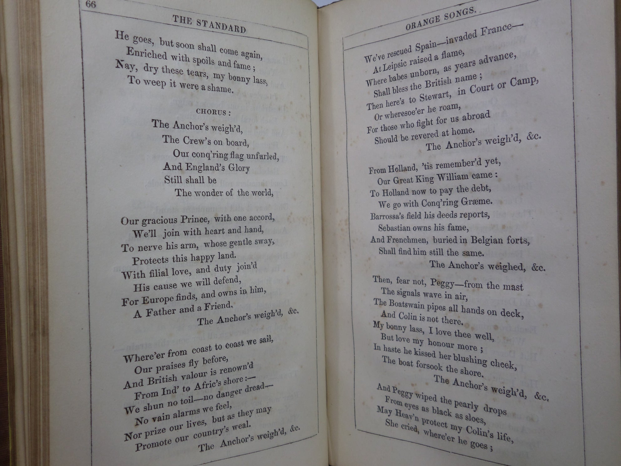 THE STANDARD ORANGE SONG BOOK: A COLLECTION OF LOYAL & CONSTITUTIONAL SONGS 1848 FIRST EDITION