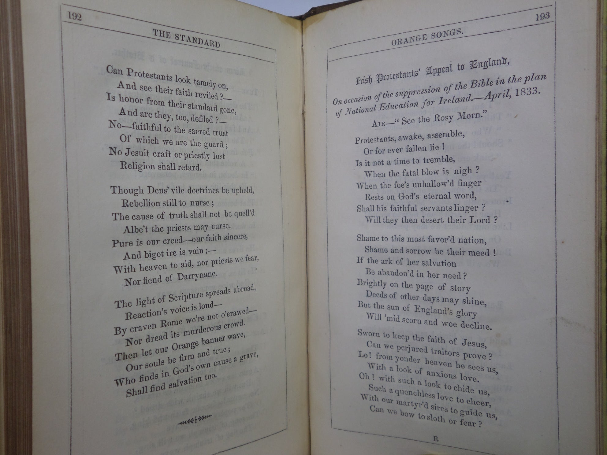 THE STANDARD ORANGE SONG BOOK: A COLLECTION OF LOYAL & CONSTITUTIONAL SONGS 1848 FIRST EDITION