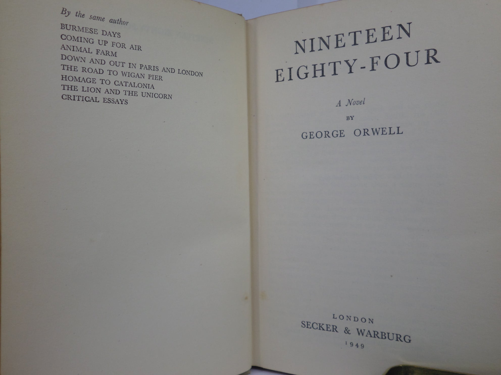 NINETEEN EIGHTY-FOUR BY GEORGE ORWELL 1949 RARE FIRST EDITION