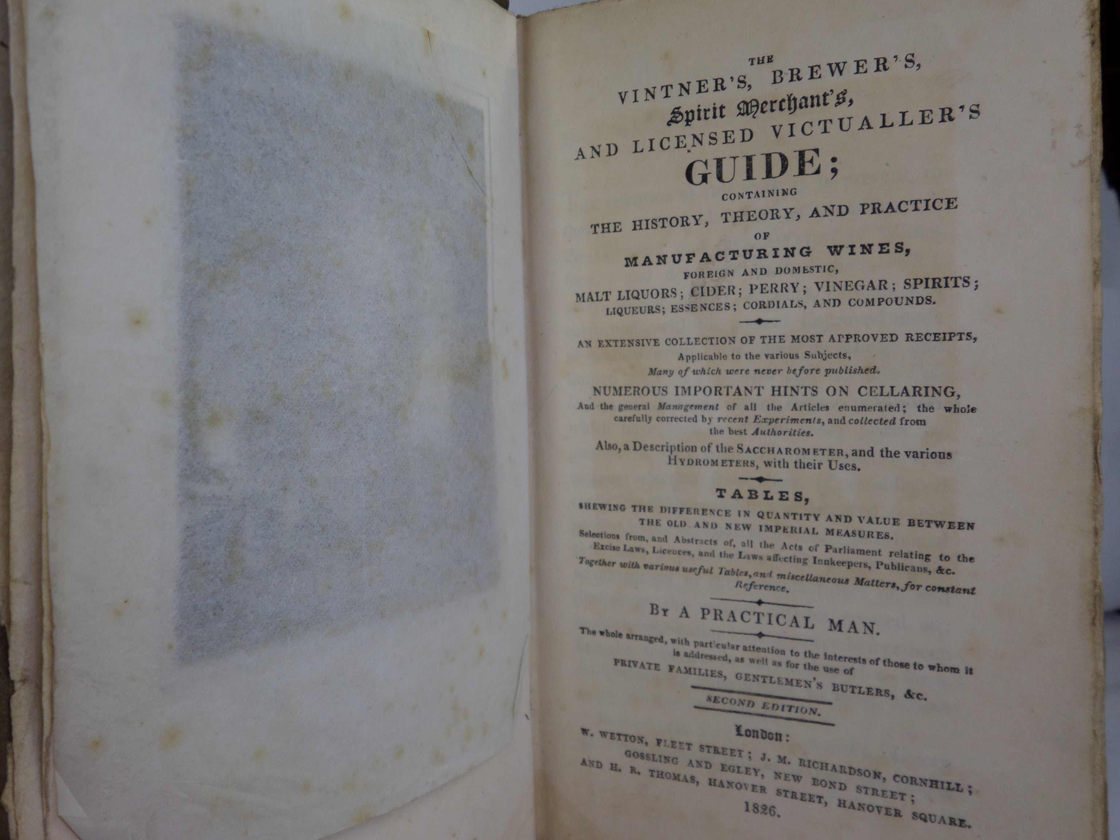 THE VINTNER'S, BREWER'S, SPIRIT MERCHANT'S, AND LICENSED VICTUALLER'S GUIDE 1826