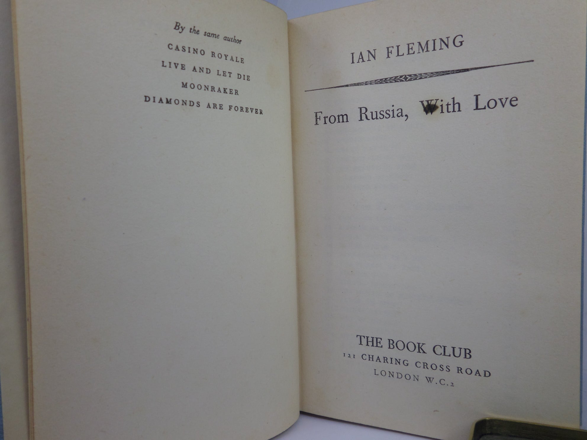 FROM RUSSIA, WITH LOVE BY IAN FLEMING CA.1958 BOOK CLUB EDITION