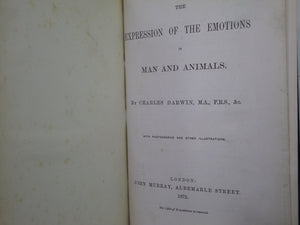 EXPRESSION OF THE EMOTIONS IN MAN AND ANIMALS 1872 CHARLES DARWIN FIRST EDITION