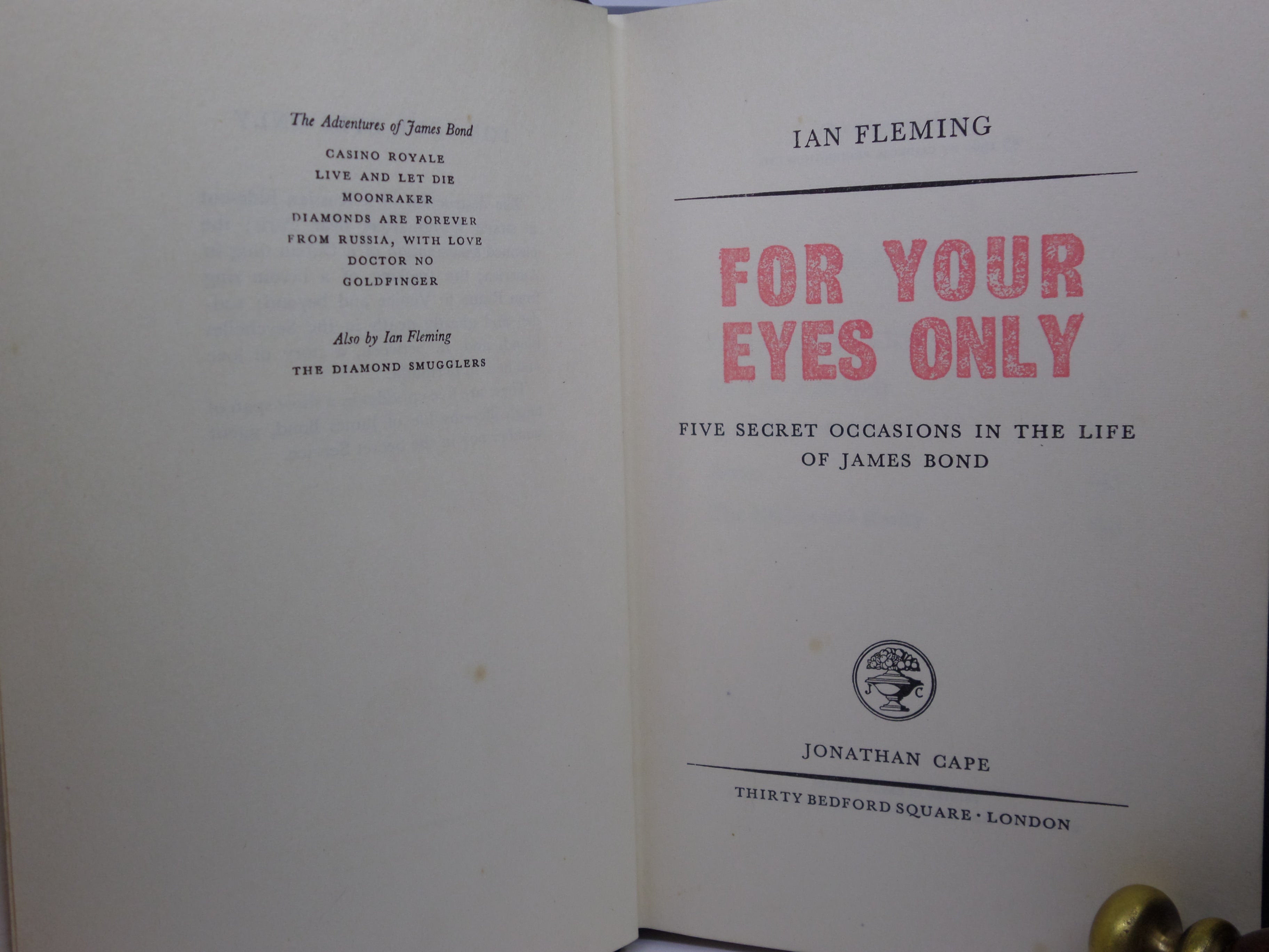 FOR YOUR EYES ONLY BY IAN FLEMING 1960 FIRST EDITION