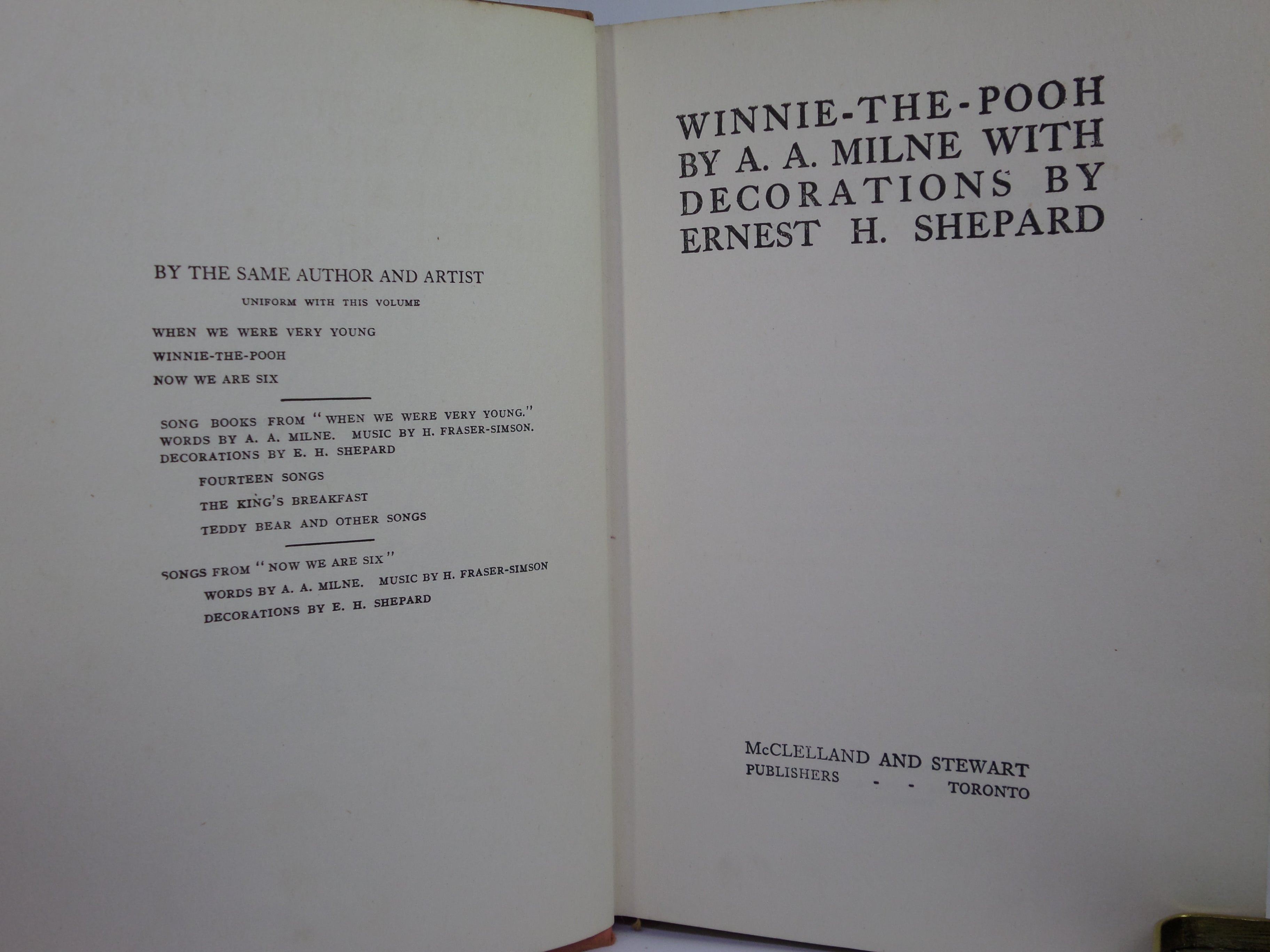 WINNIE-THE-POOH BY A. A. MILNE 1925 FIRST CANADIAN EDITION