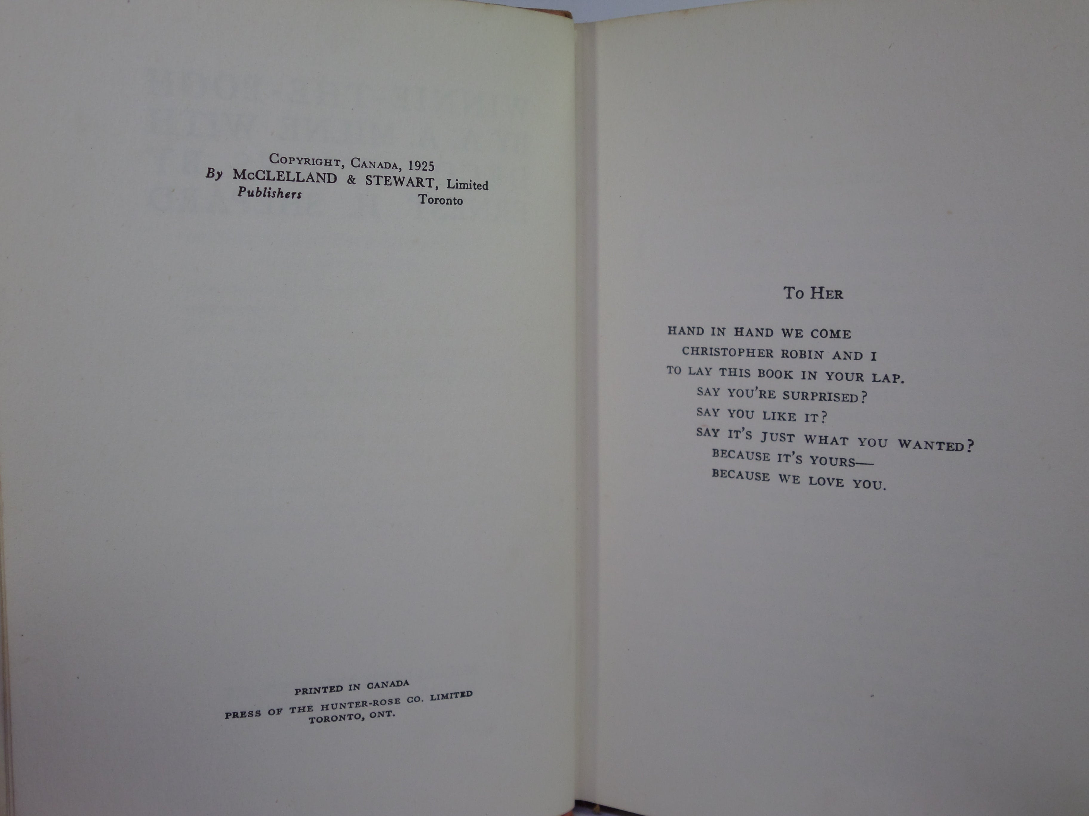 WINNIE-THE-POOH BY A. A. MILNE 1925 FIRST CANADIAN EDITION