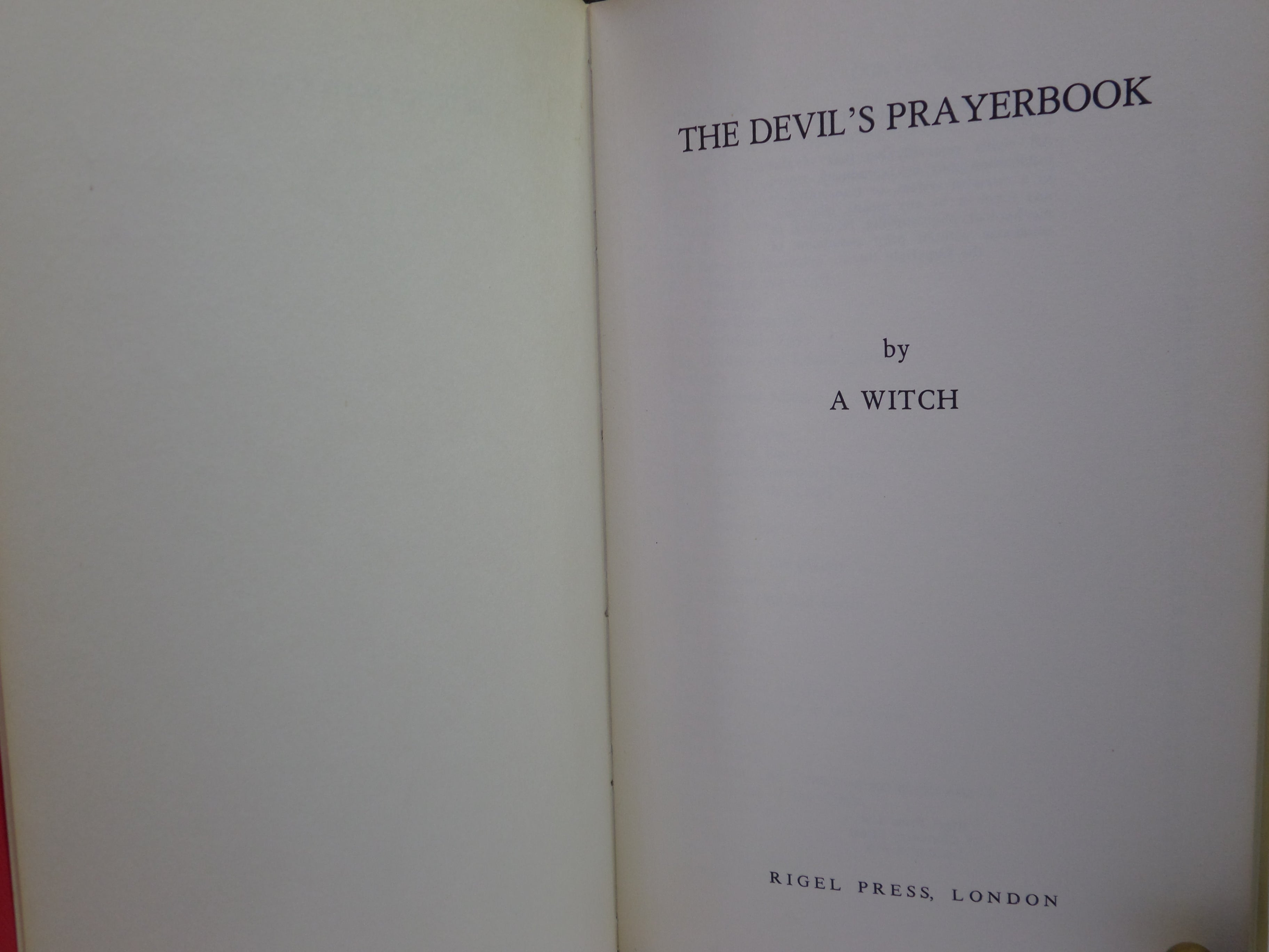 THE DEVIL'S PRAYERBOOK BY A WITCH [D.I. ELIZABETH ANN ST. GEORGE] 1974 FIRST ED.