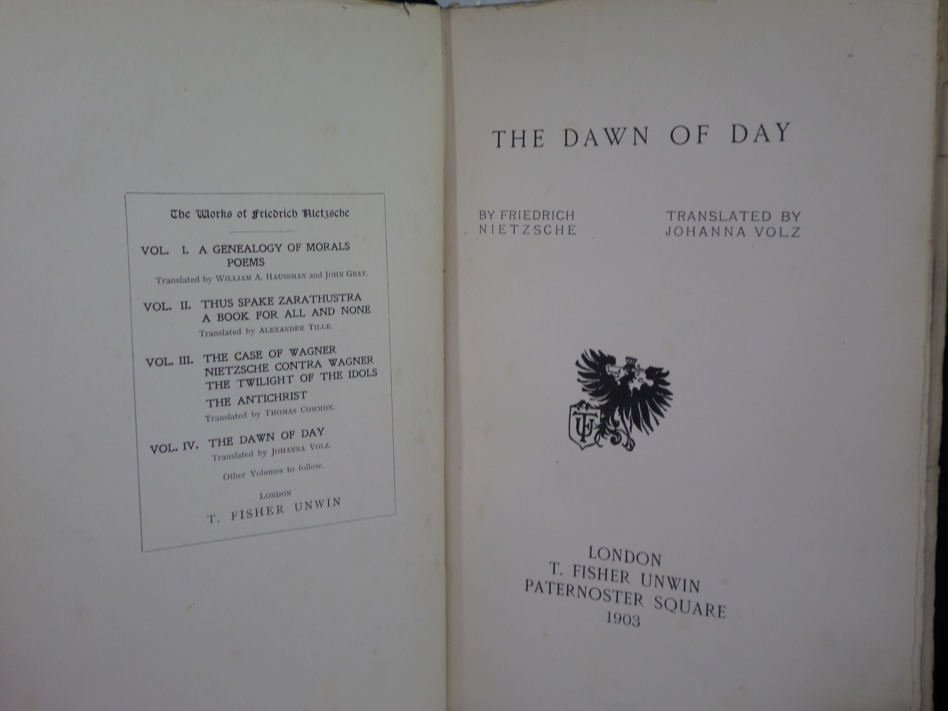 THE DAWN OF DAY BY FRIEDRICH NIETZSCHE 1903