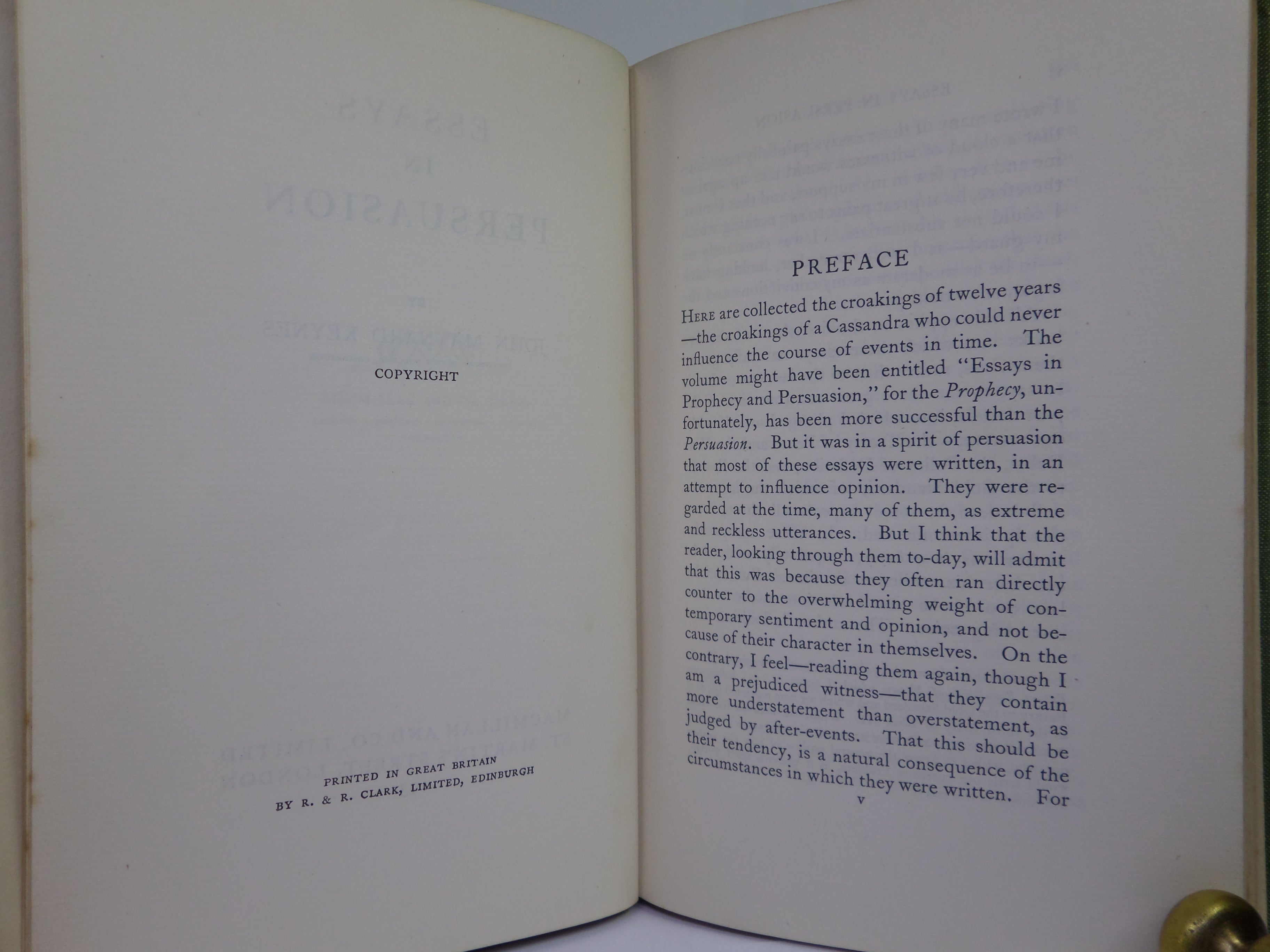 ESSAYS IN PERSUASION BY JOHN MAYNARD KEYNES 1931 FIRST EDITION