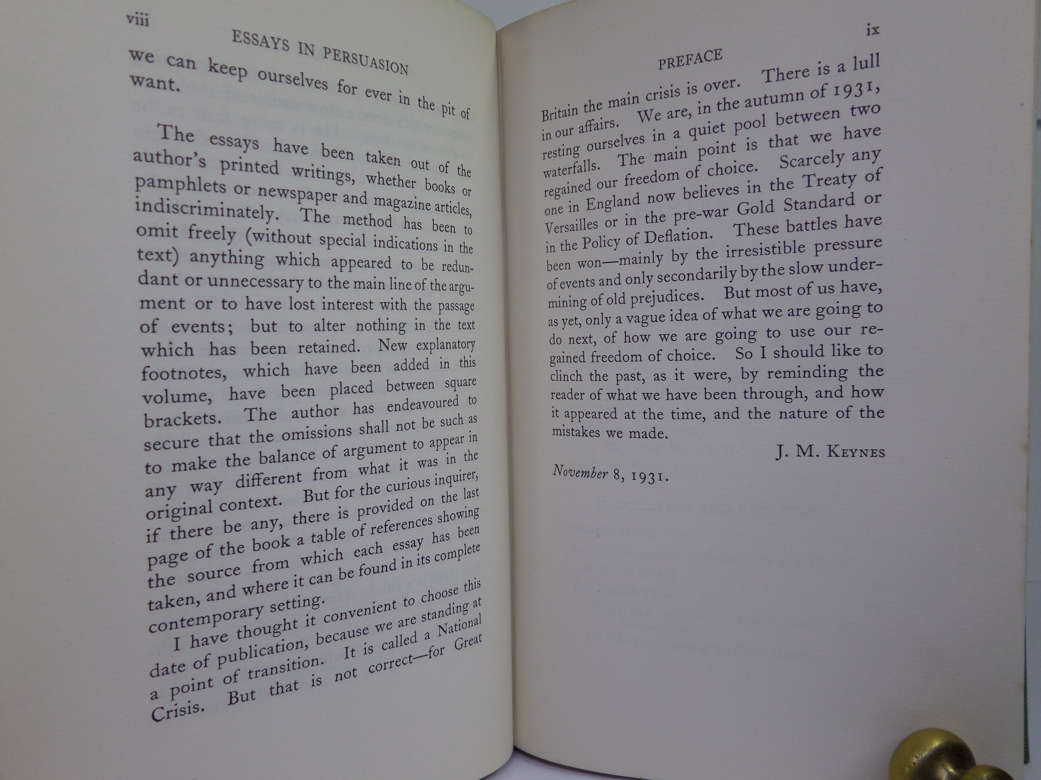 ESSAYS IN PERSUASION BY JOHN MAYNARD KEYNES 1931 FIRST EDITION