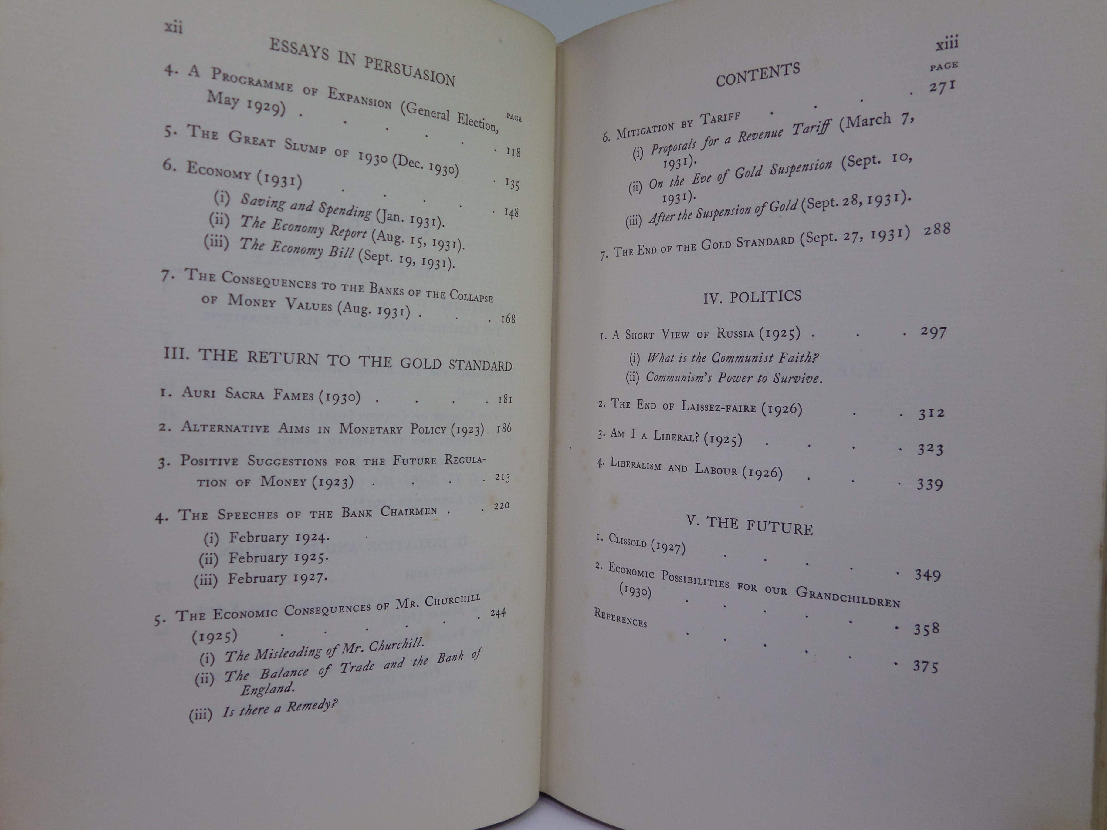 ESSAYS IN PERSUASION BY JOHN MAYNARD KEYNES 1931 FIRST EDITION