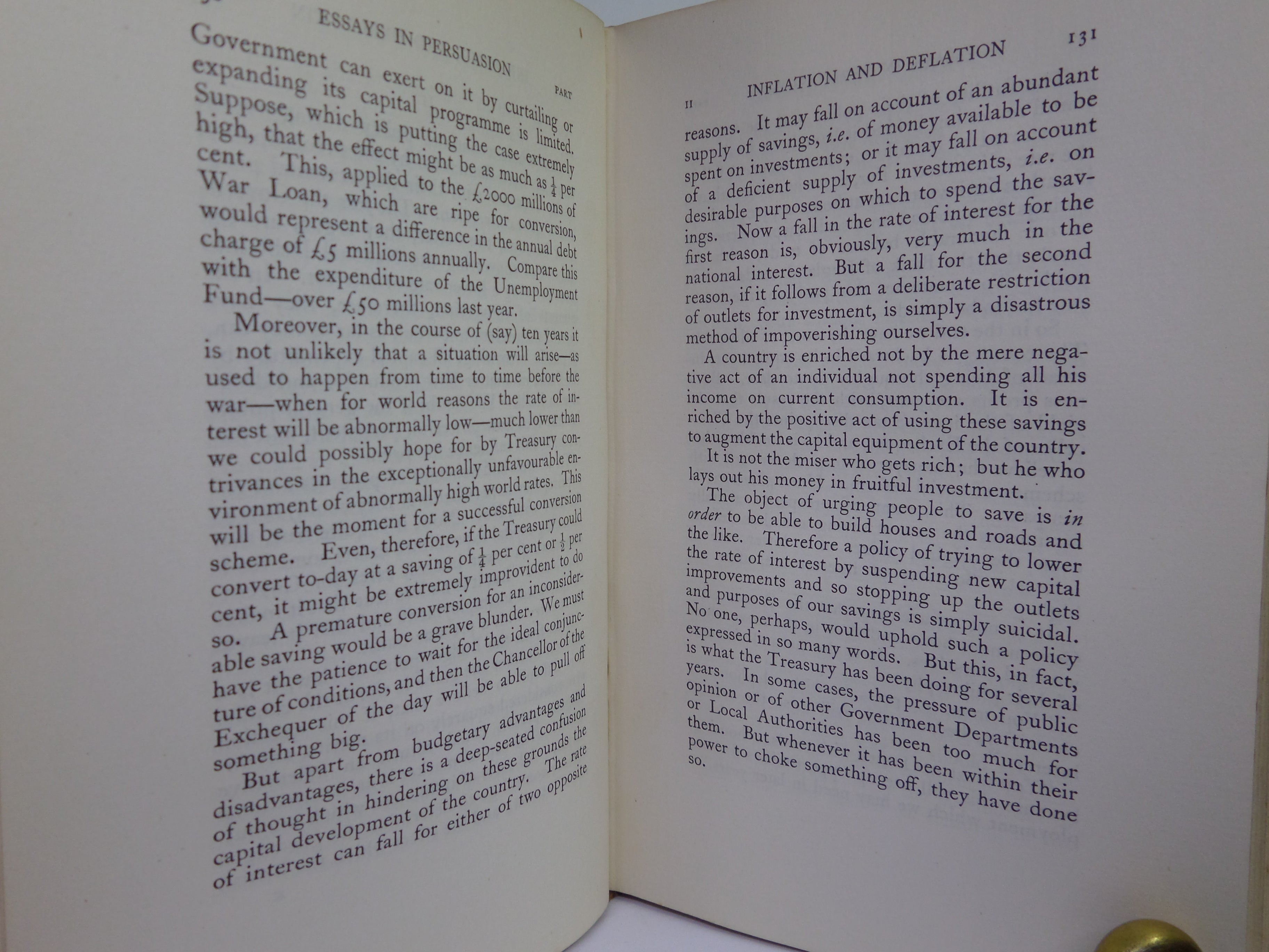 ESSAYS IN PERSUASION BY JOHN MAYNARD KEYNES 1931 FIRST EDITION