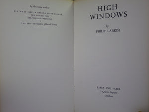 HIGH WINDOWS BY PHILIP LARKIN 1974 FIRST EDITION