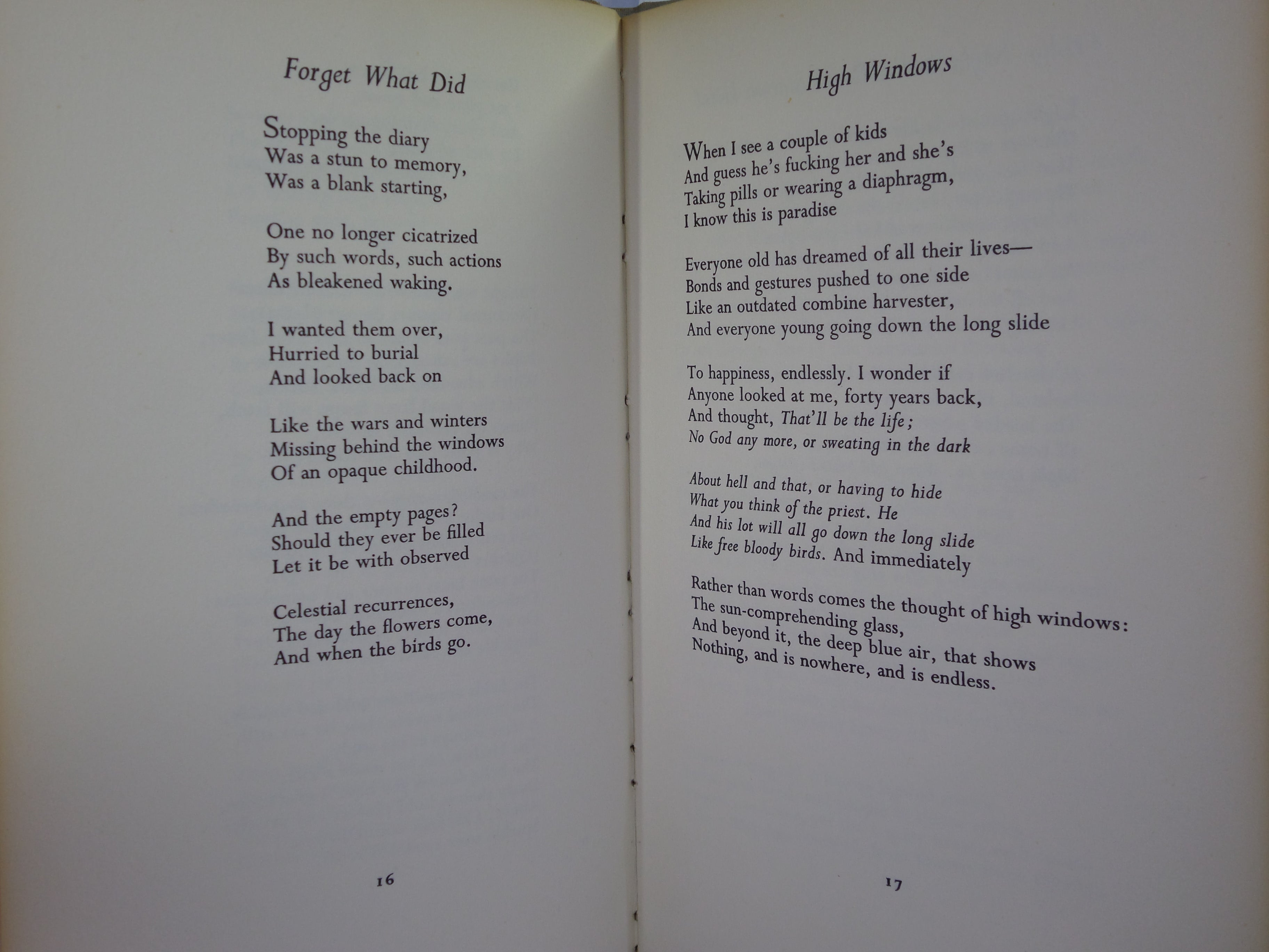 HIGH WINDOWS BY PHILIP LARKIN 1974 FIRST EDITION