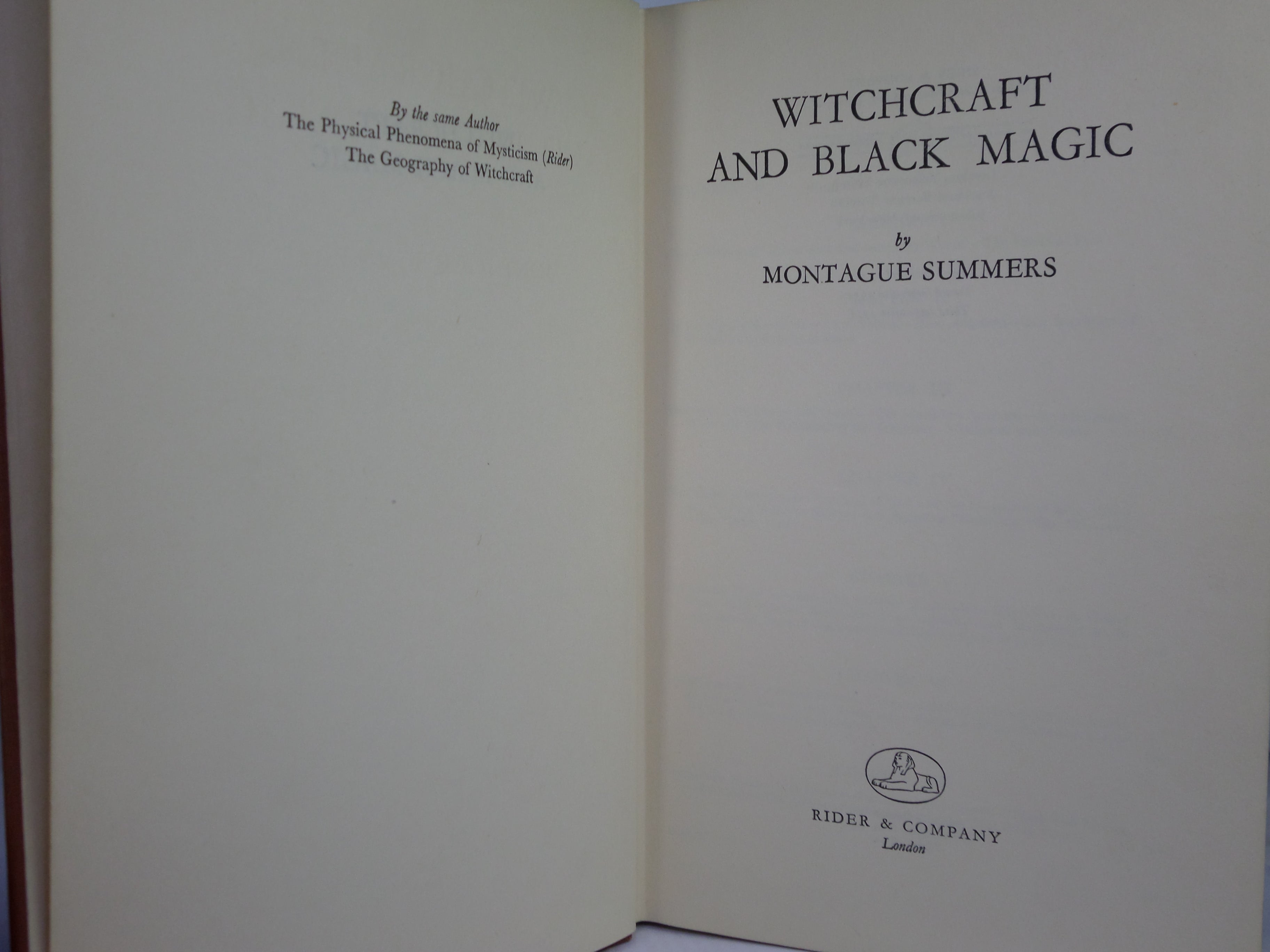 WITCHCRAFT AND BLACK MAGIC BY MONTAGUE SUMMERS 1958