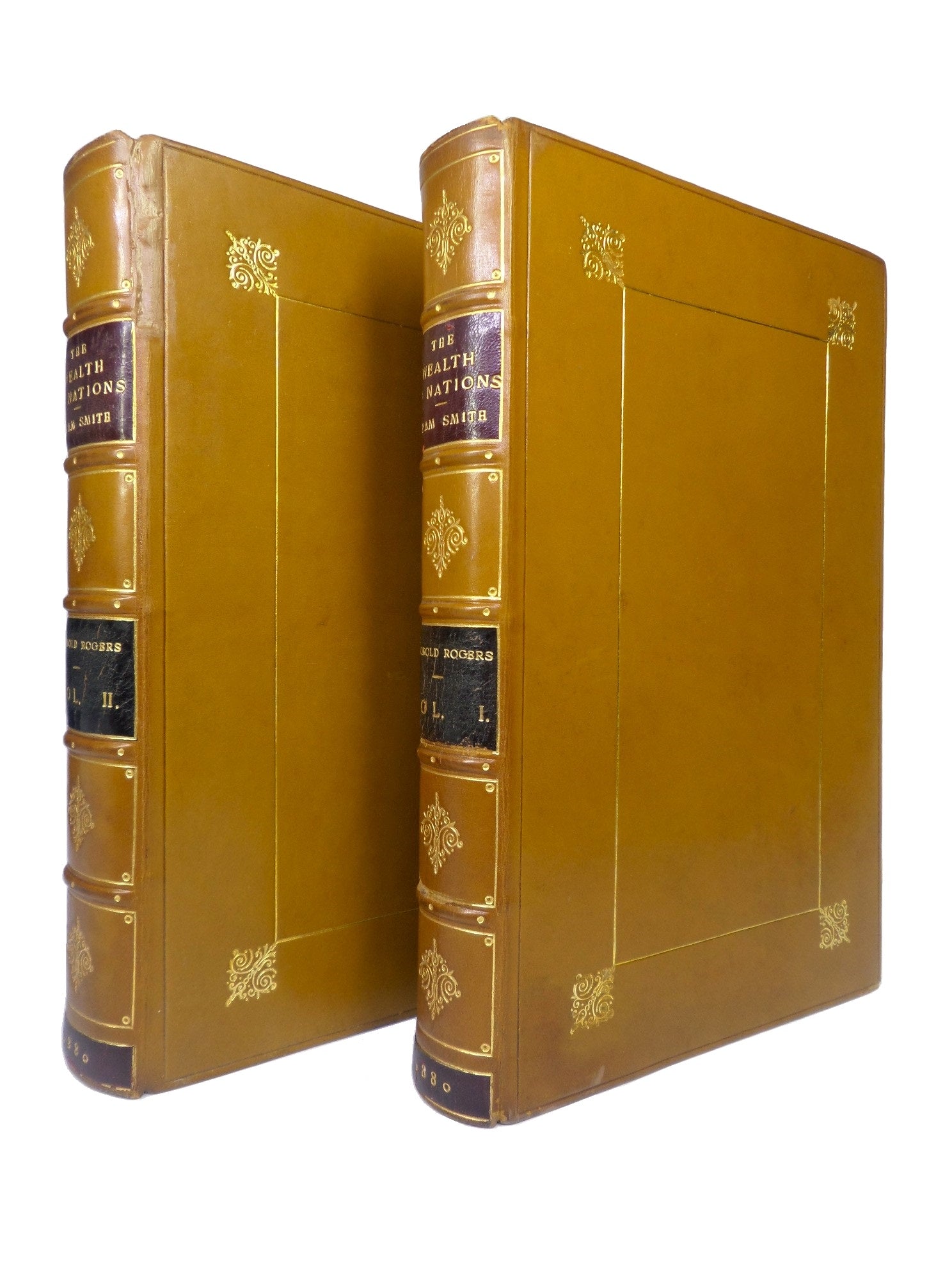 THE WEALTH OF NATIONS BY ADAM SMITH 1880 IN TWO VOLUMES BOUND BY BAYNTUN [RIVIERE]