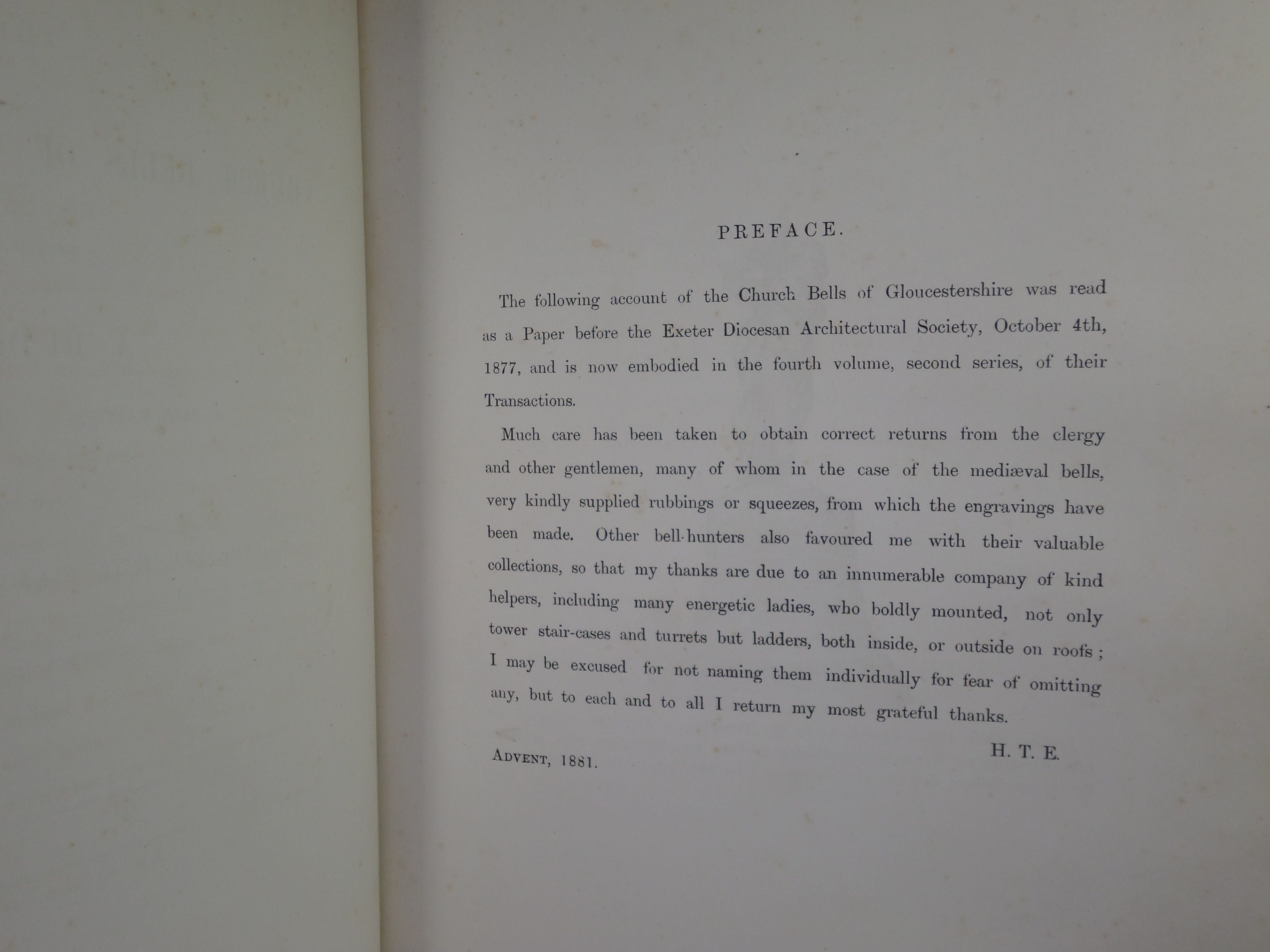 THE CHURCH BELLS OF GLOUCESTERSHIRE BY H.T. ELLACOMBE 1881 LEATHER BINDING