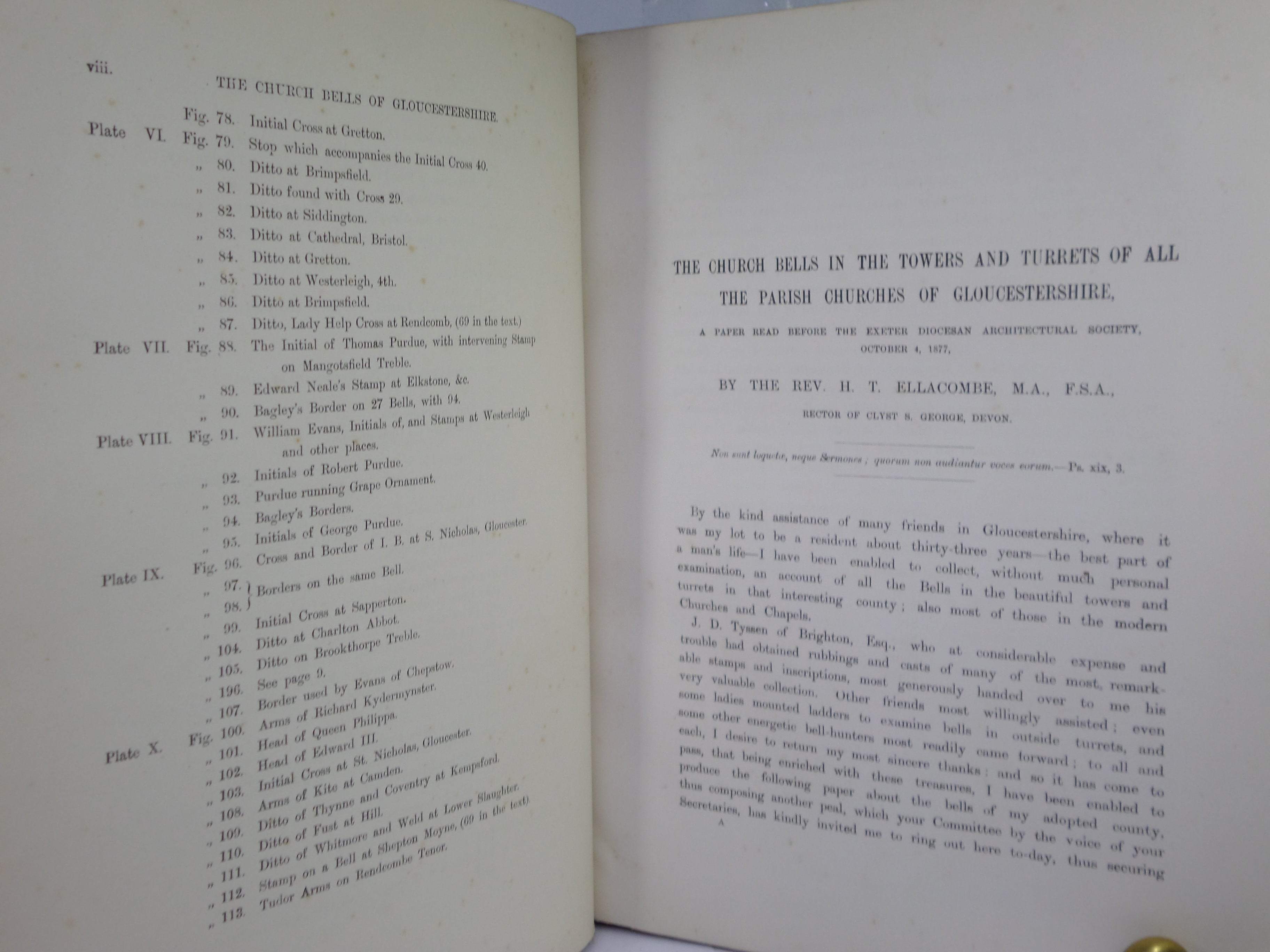 THE CHURCH BELLS OF GLOUCESTERSHIRE BY H.T. ELLACOMBE 1881 LEATHER BINDING