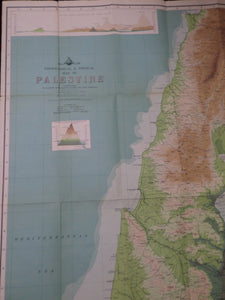 TOPOGRAPHICAL AND PHYSICAL MAP OF PALESTINE BY JOHN BARTHOLOMEW C.1900
