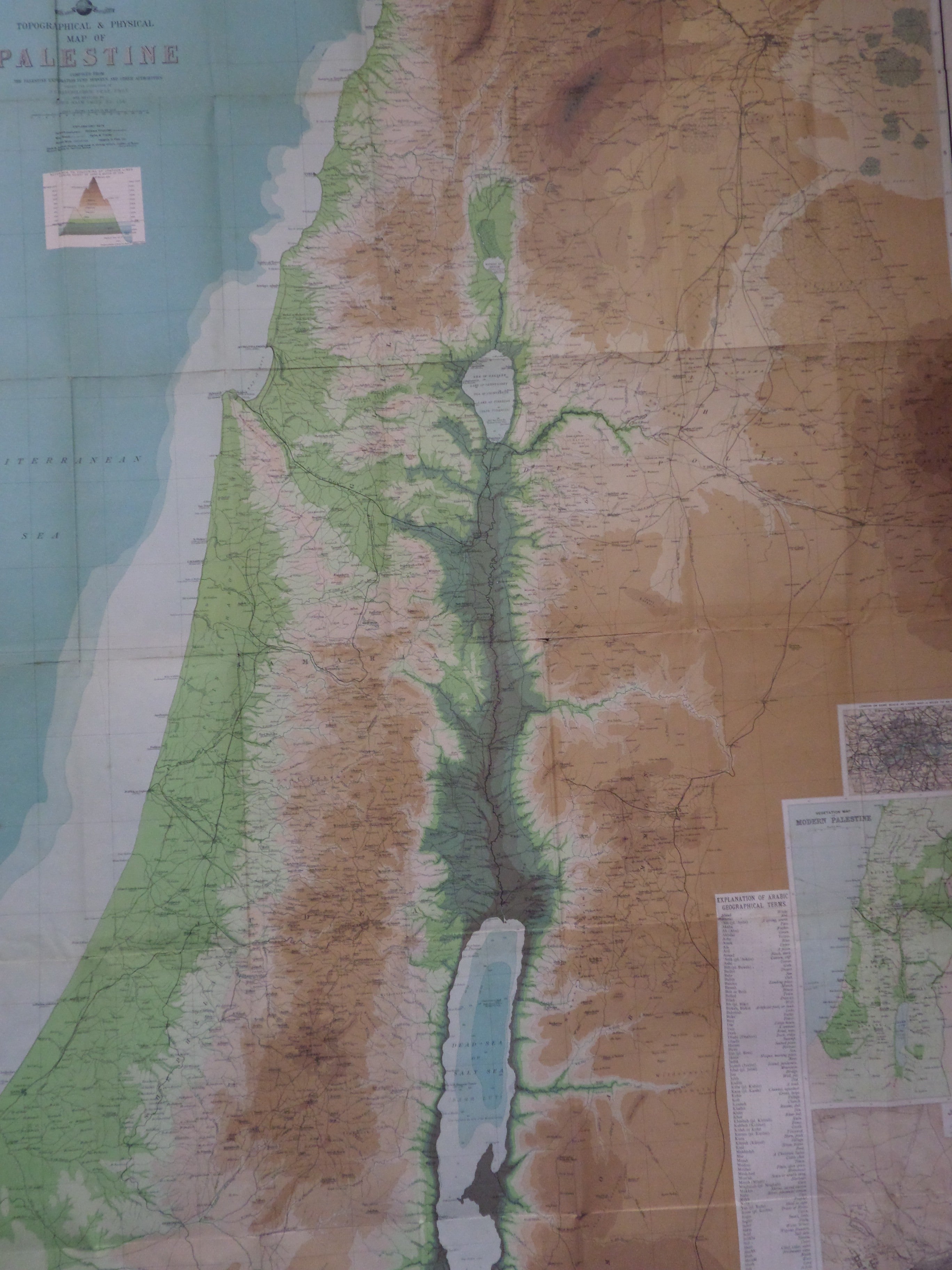 TOPOGRAPHICAL AND PHYSICAL MAP OF PALESTINE BY JOHN BARTHOLOMEW C.1900