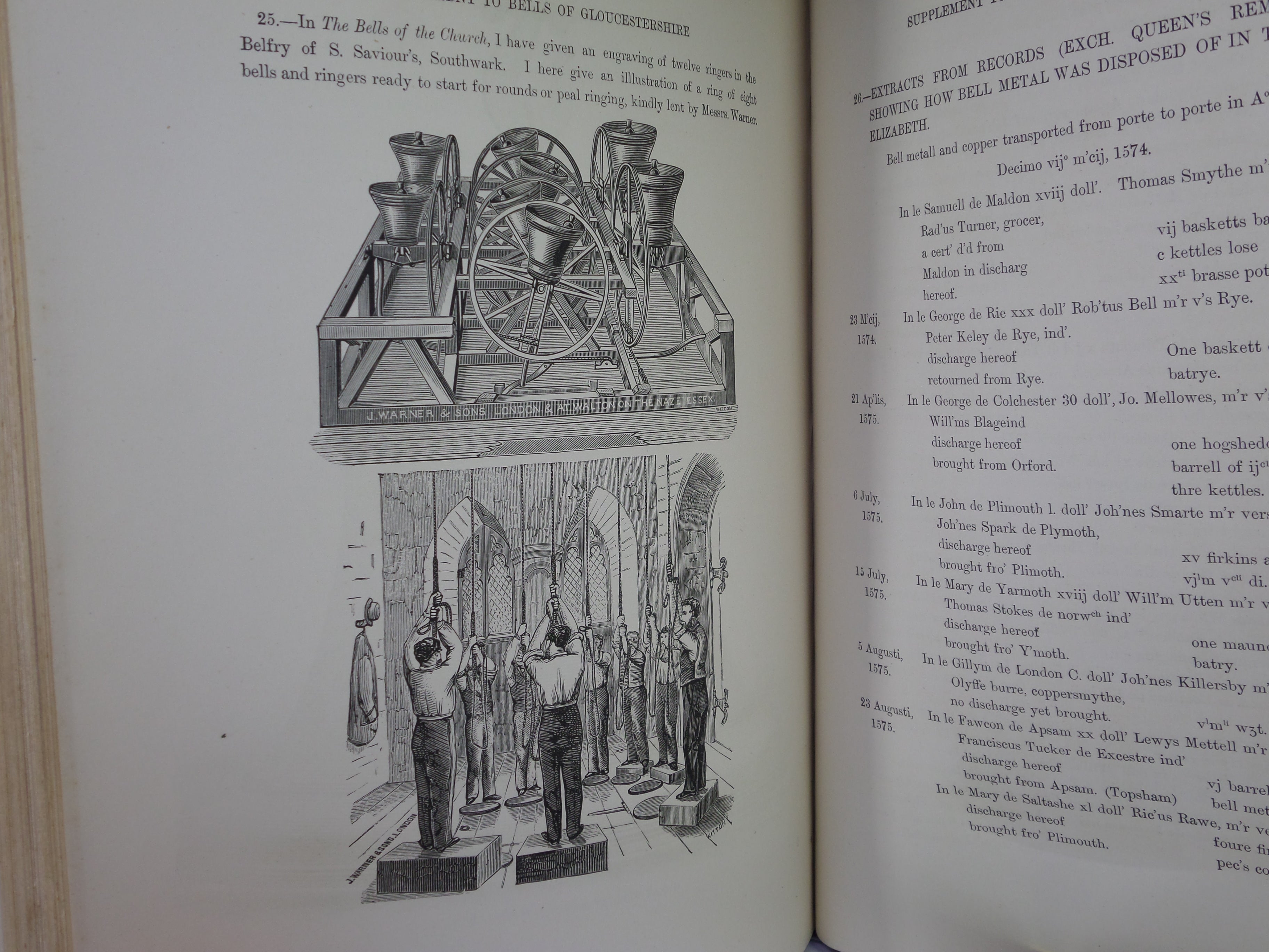 THE CHURCH BELLS OF GLOUCESTERSHIRE BY H.T. ELLACOMBE 1881 LEATHER BINDING