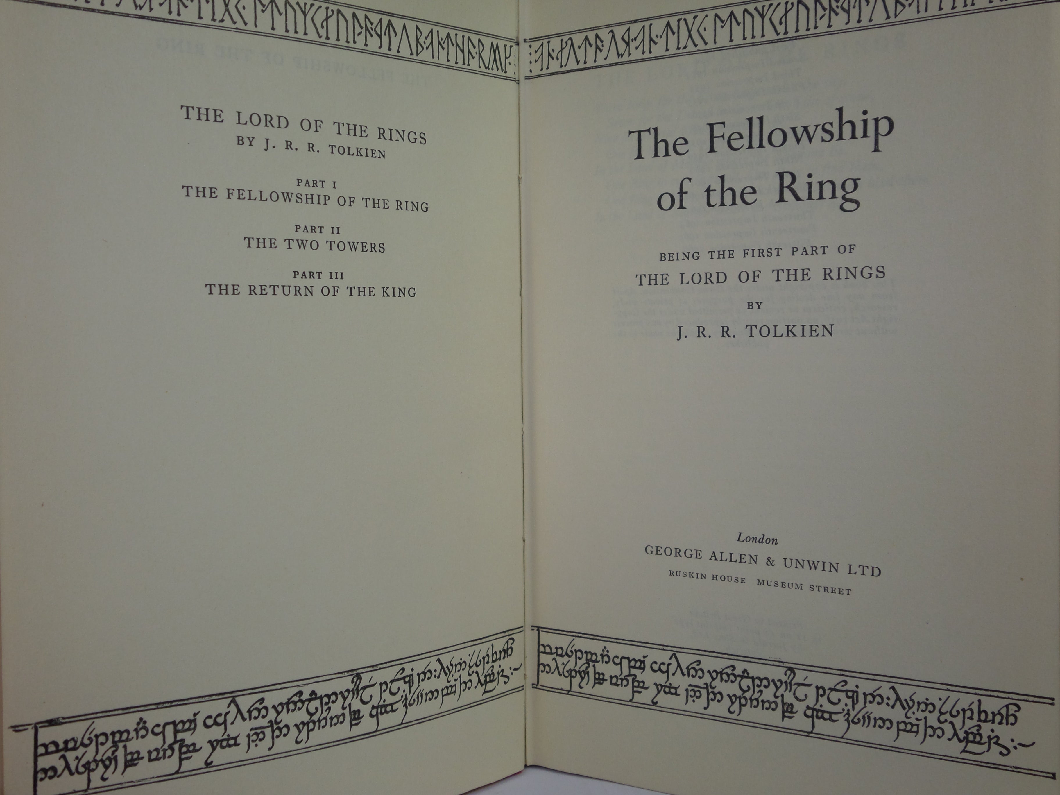 THE FELLOWSHIP OF THE RING - LORD OF THE RINGS 1966 J.R.R. TOLKIEN 1ST ED. 15TH IMP.