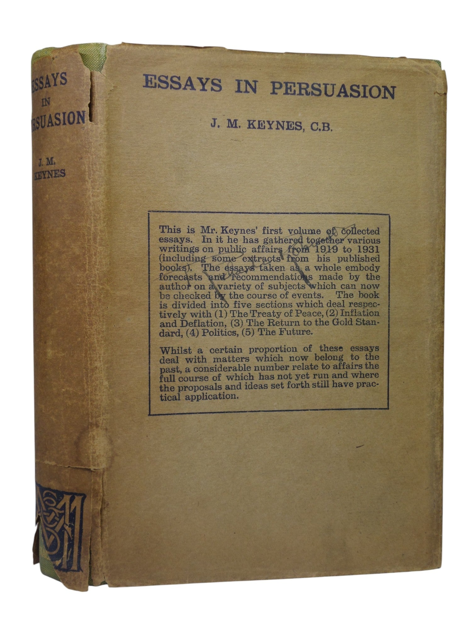 ESSAYS IN PERSUASION BY JOHN MAYNARD KEYNES 1931 FIRST EDITION