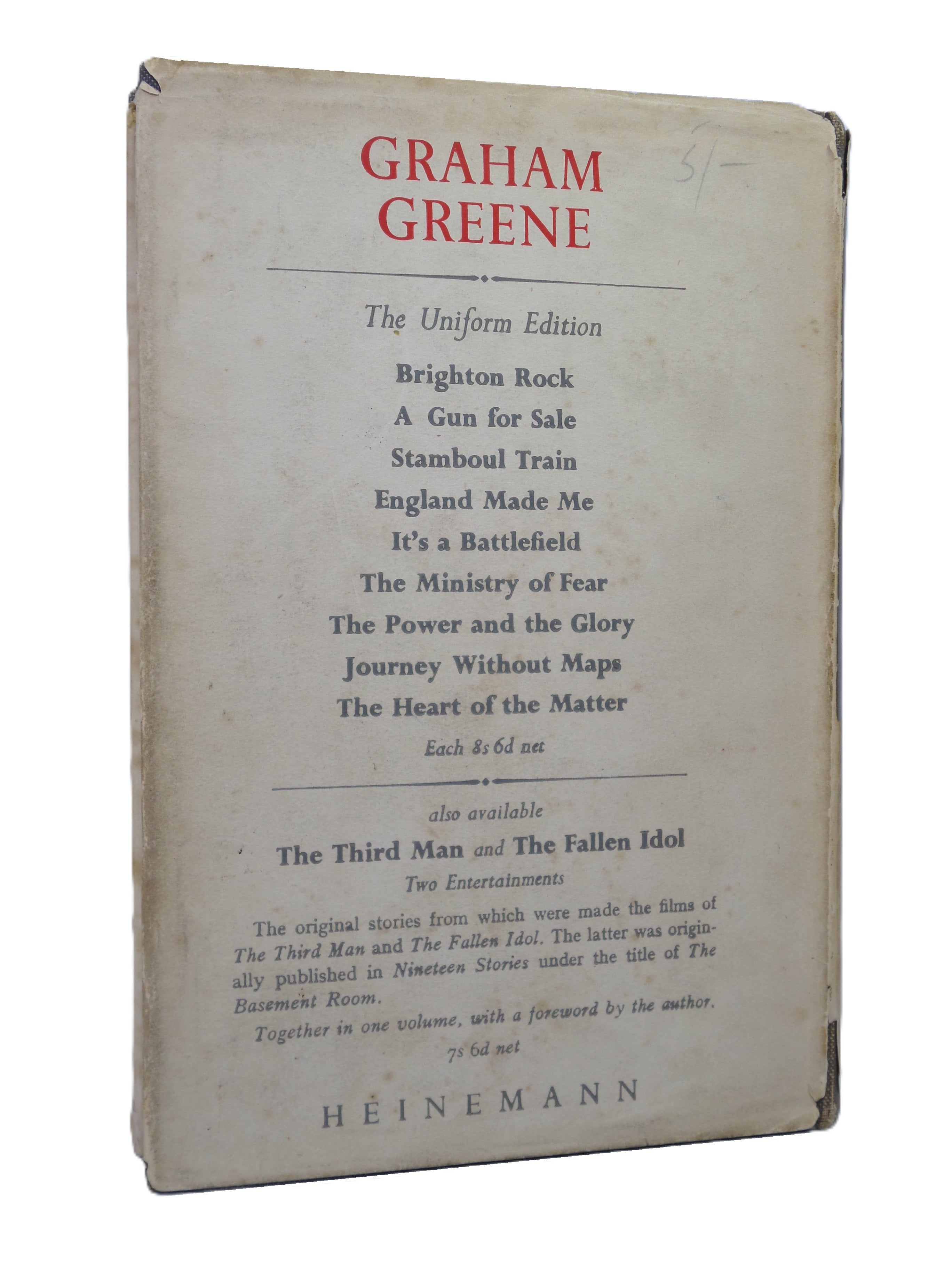 THE END OF THE AFFAIR BY GRAHAM GREENE 1951 FIRST EDITION