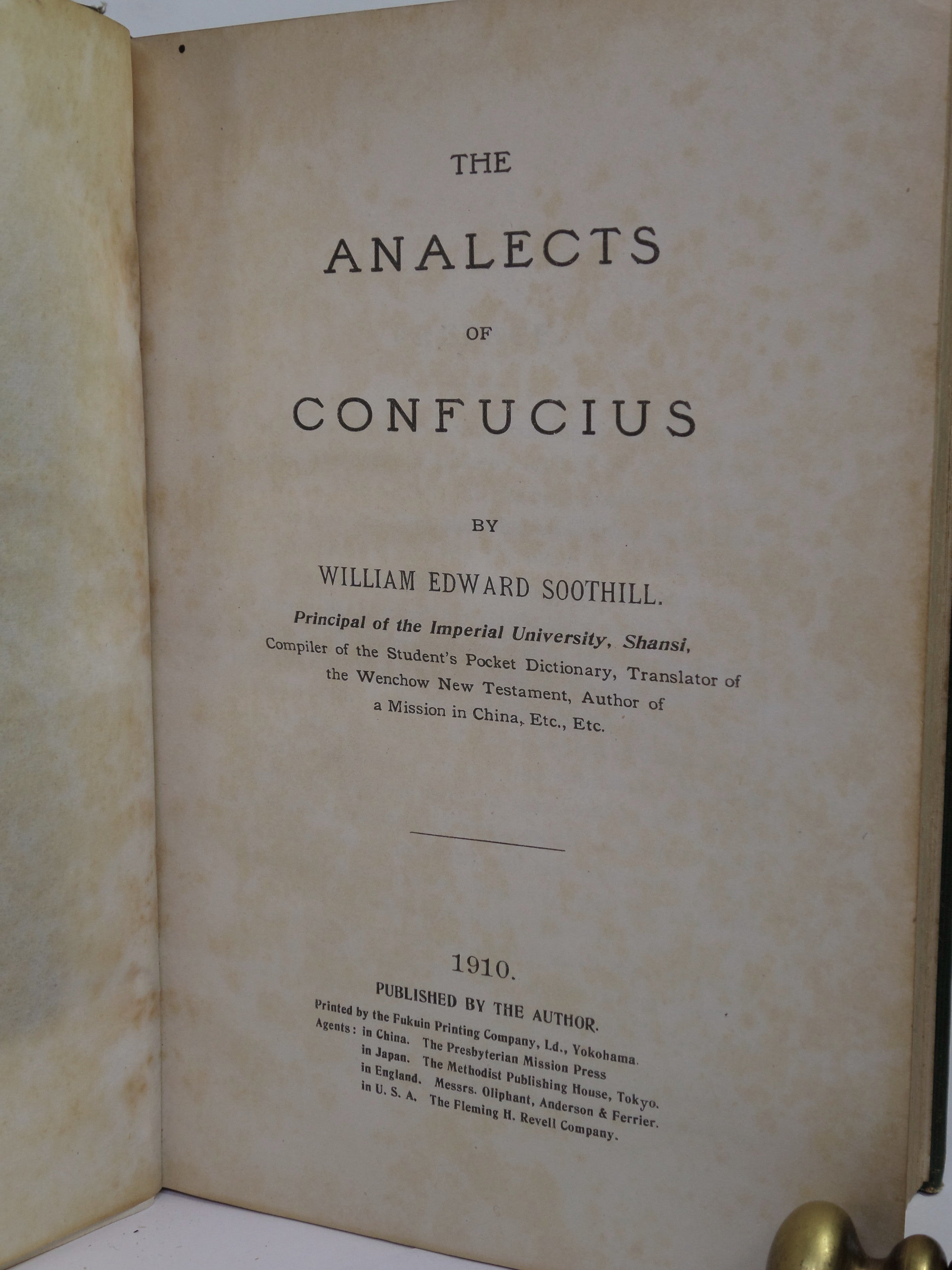THE ANALECTS OF CONFUCIUS BY WILLIAM SOOTHILL 1910