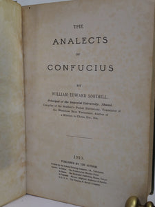 THE ANALECTS OF CONFUCIUS BY WILLIAM SOOTHILL 1910