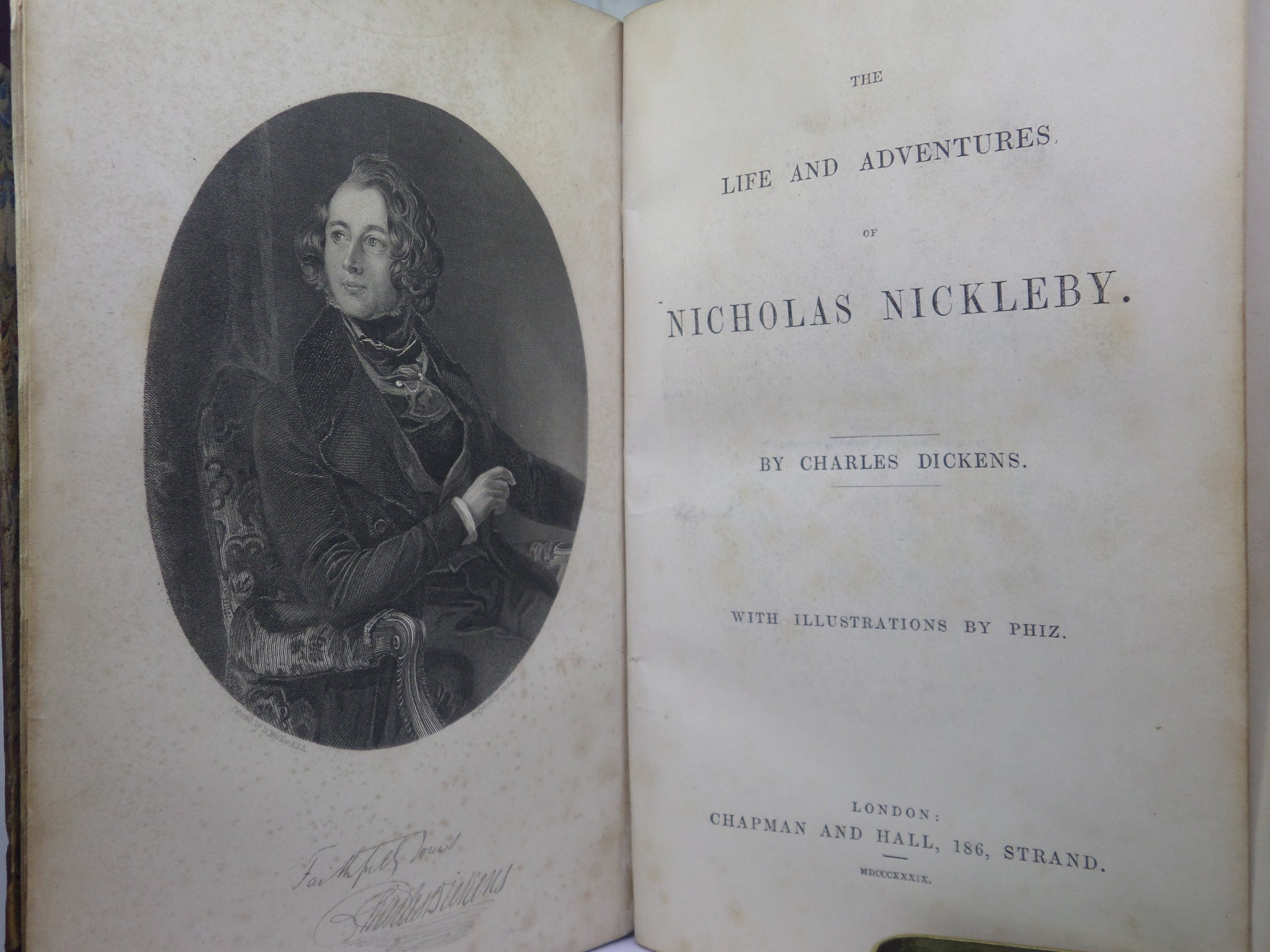NICHOLAS NICKLEBY BY CHARLES DICKENS 1839 FIRST EDITION LEATHER BINDING