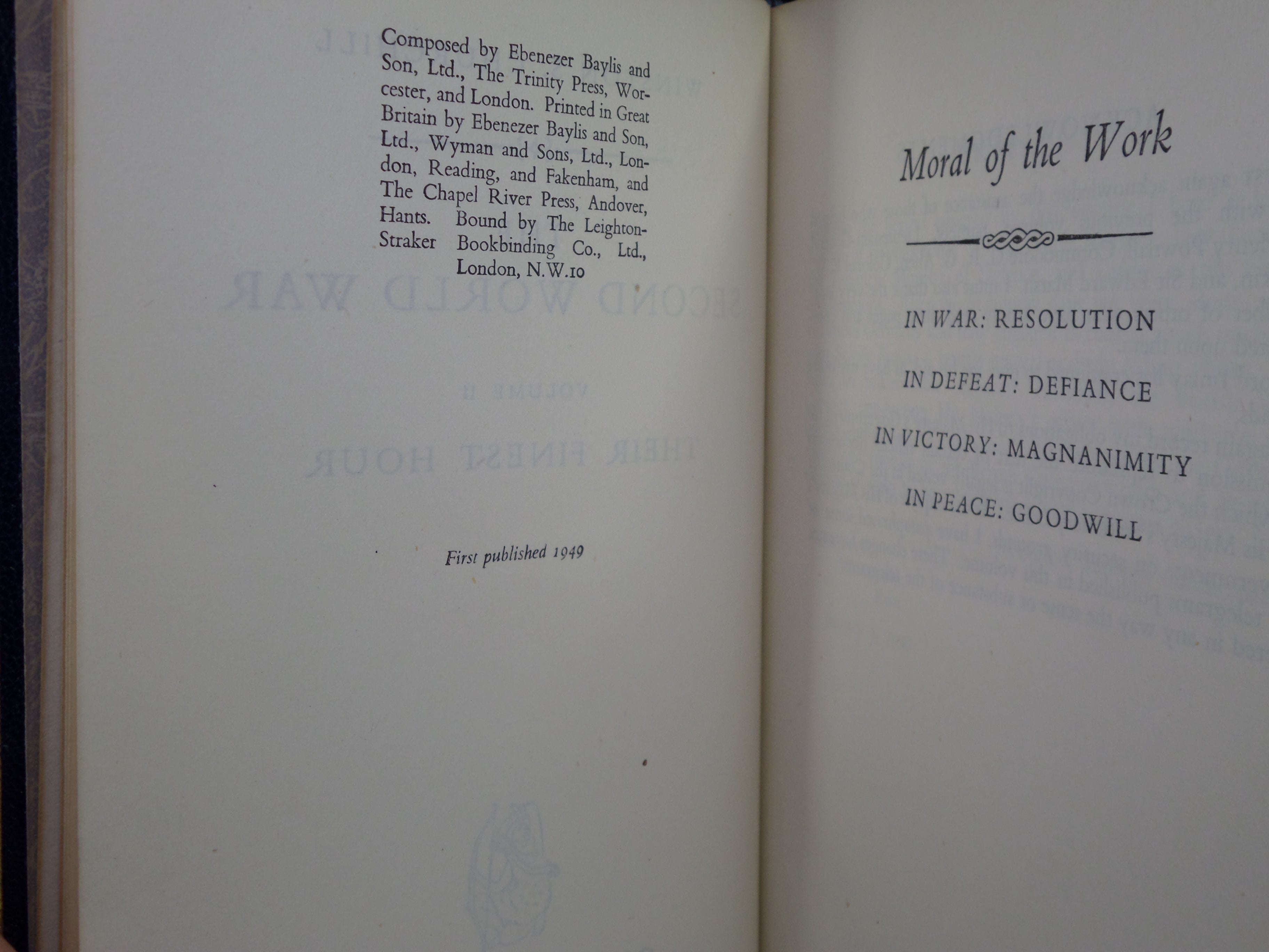 THE SECOND WORLD WAR BY WINSTON S. CHURCHILL 1948-1954 FIRST EDITION LEATHER BOUND SET