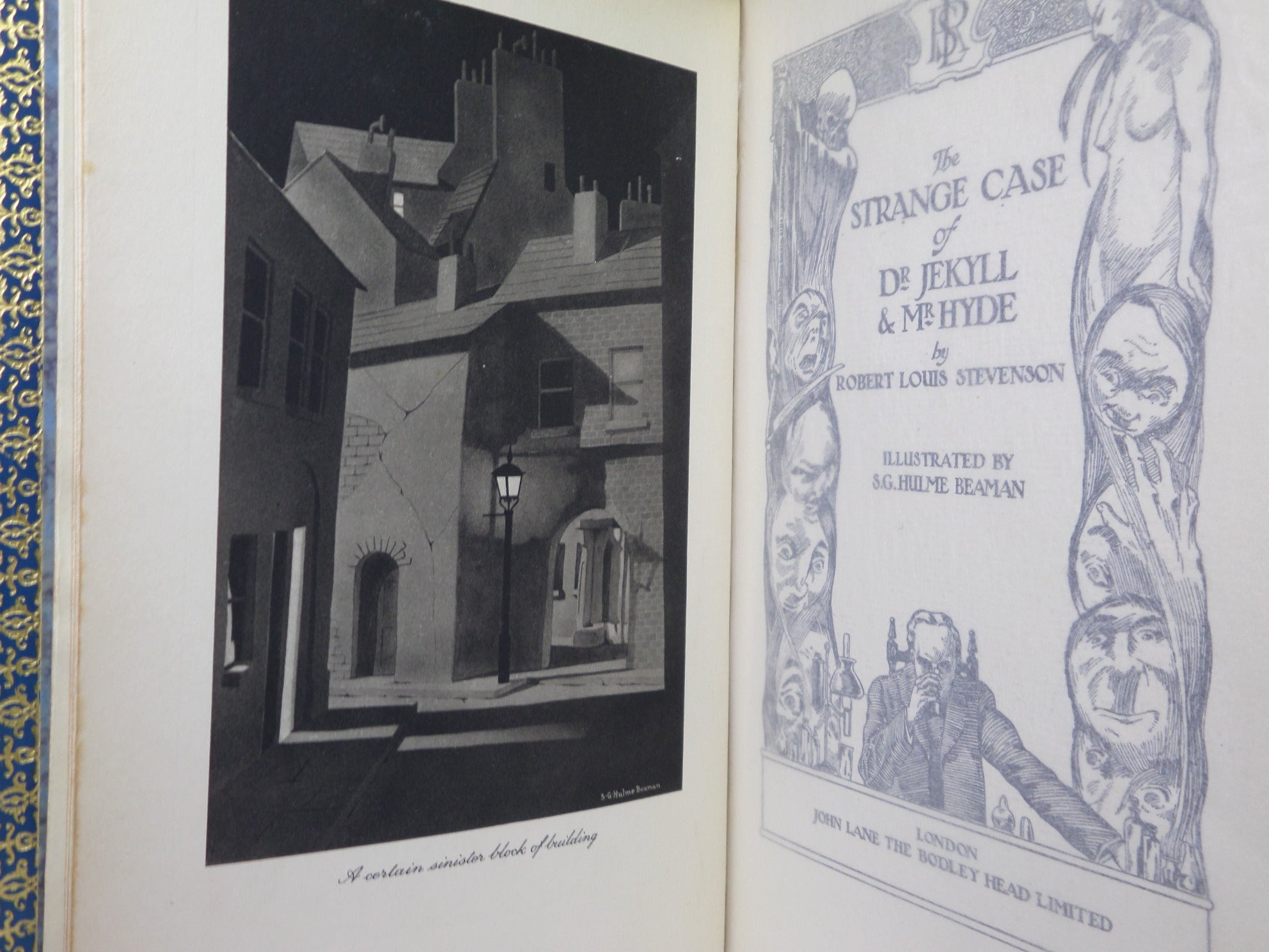 THE STRANGE CASE OF DR JEKYLL & MR HYDE BY ROBERT LOUIS STEVENSON 1930 FINELY BOUND BY BAYNTUN, ILLUSTRATED BY S.G. HULME BEAMAN