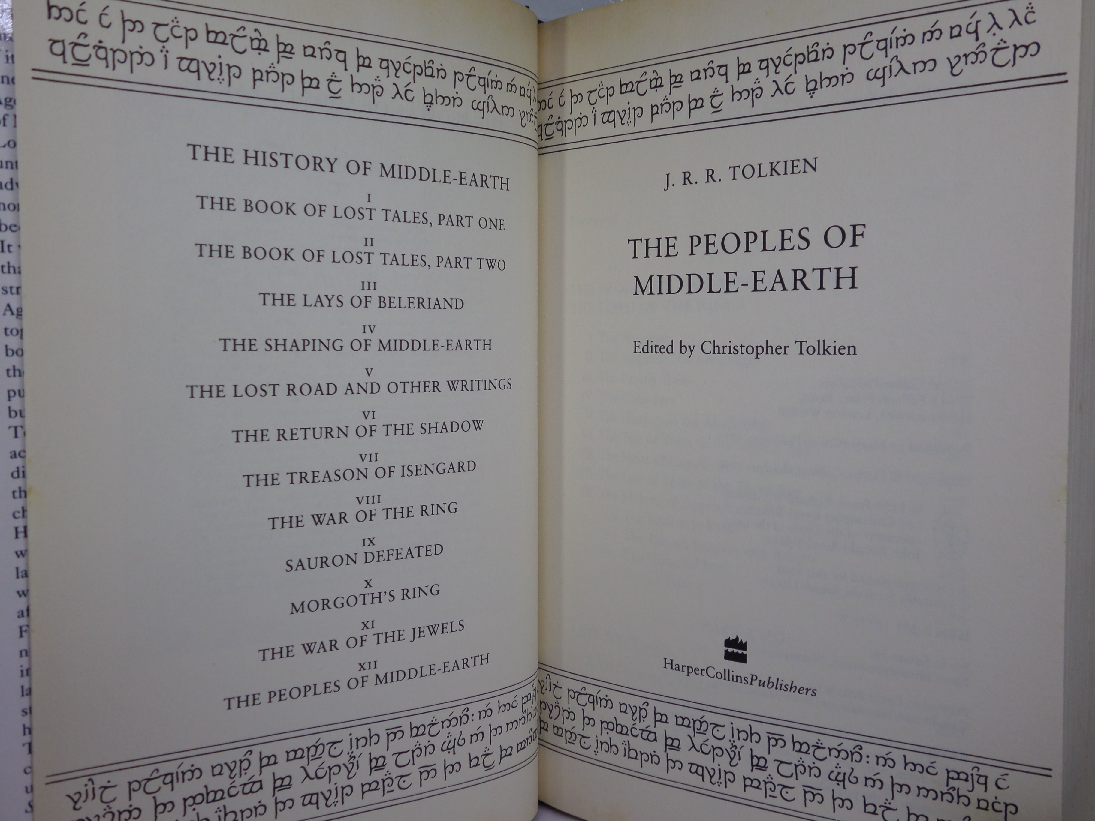 THE HISTORY OF MIDDLE-EARTH BY J.R.R. TOLKIEN 1986-96 COMPLETE TWELVE VOLUME SET