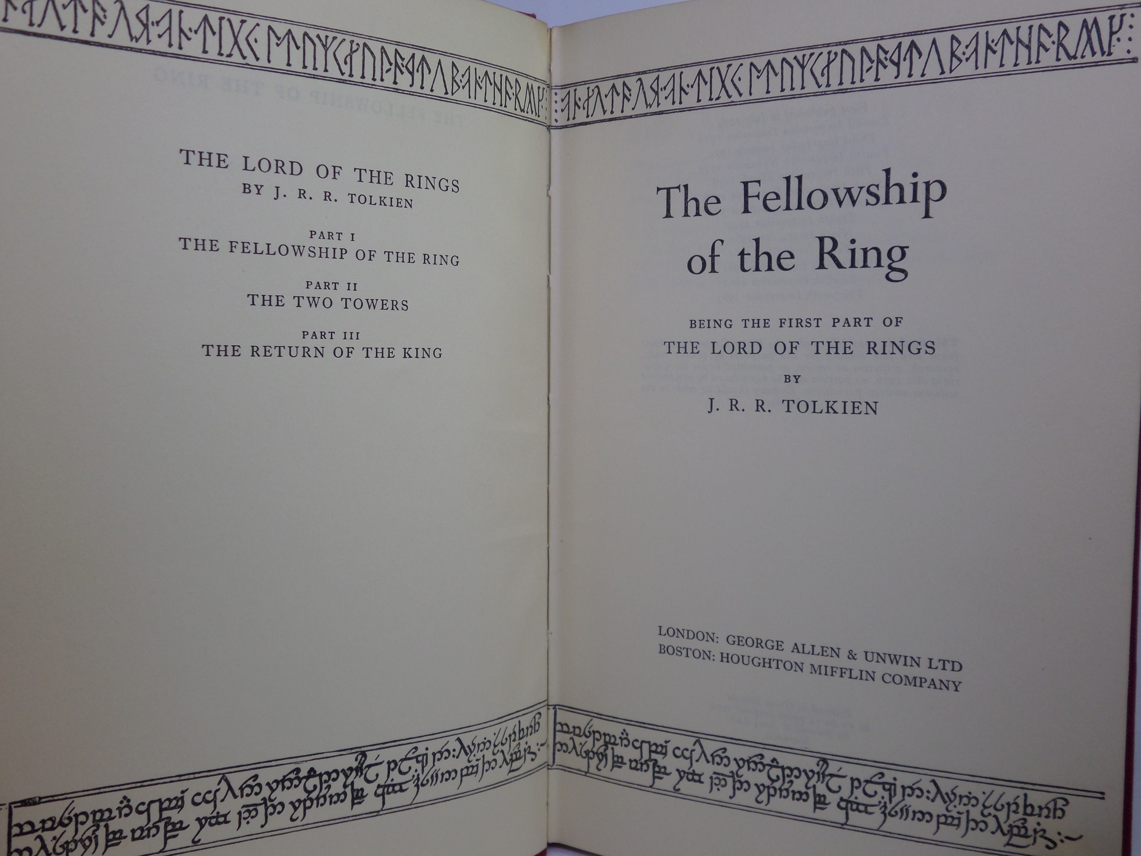 THE FELLOWSHIP OF THE RING (LORD OF THE RINGS) 1963 JRR TOLKIEN 1ST ED, 13TH IMP